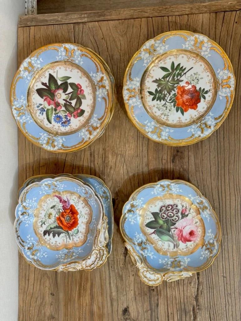 Coalport Plates, Serving Pieces, Exceptional Floral Painted, Feldspar