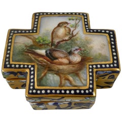 Coalport Porcelain Box, Birds Painted by John Randall, circa 1870