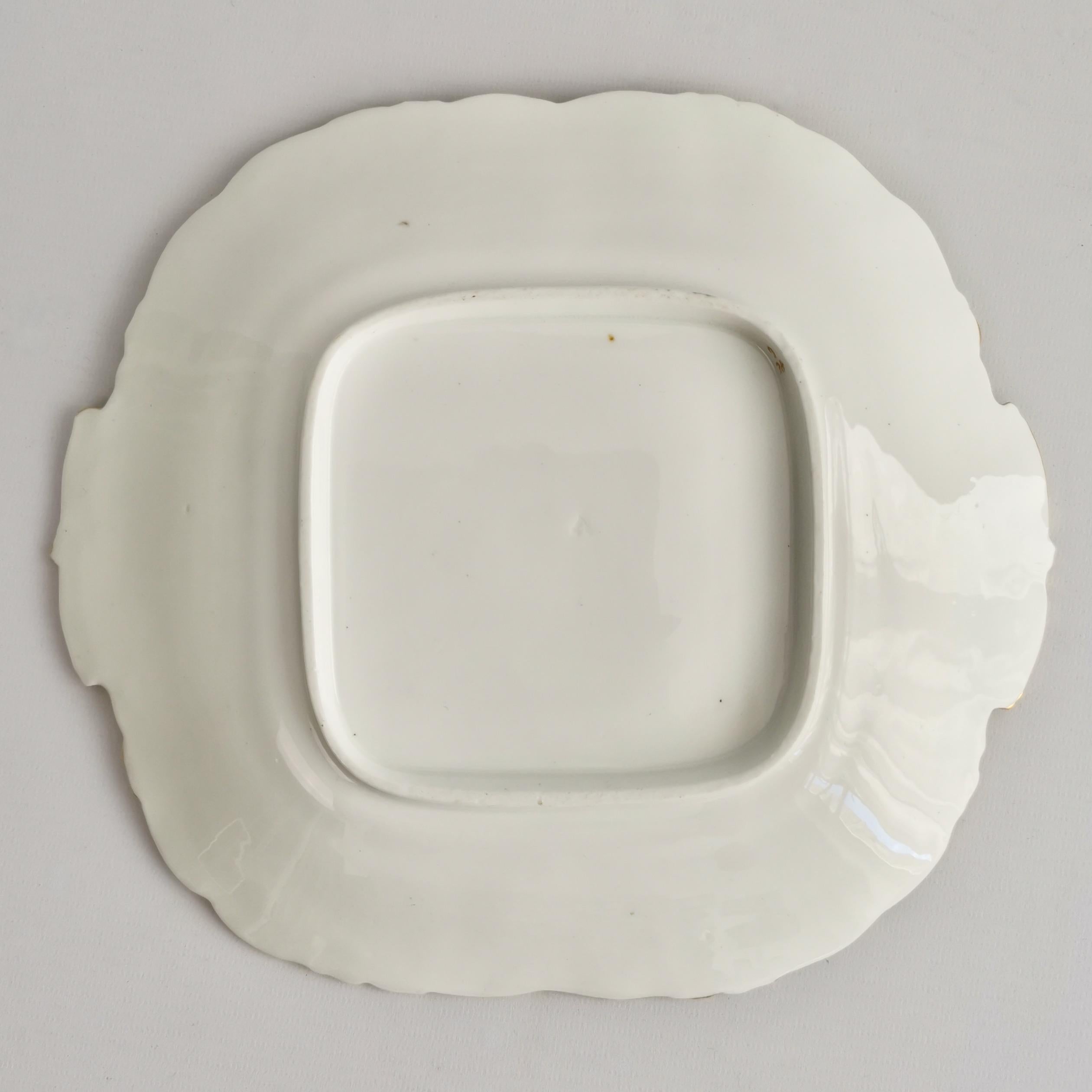 Coalport Porcelain Cake Plate, Gilt, Flowers Attr. T. Dixon, Rococo Revival 1834 6