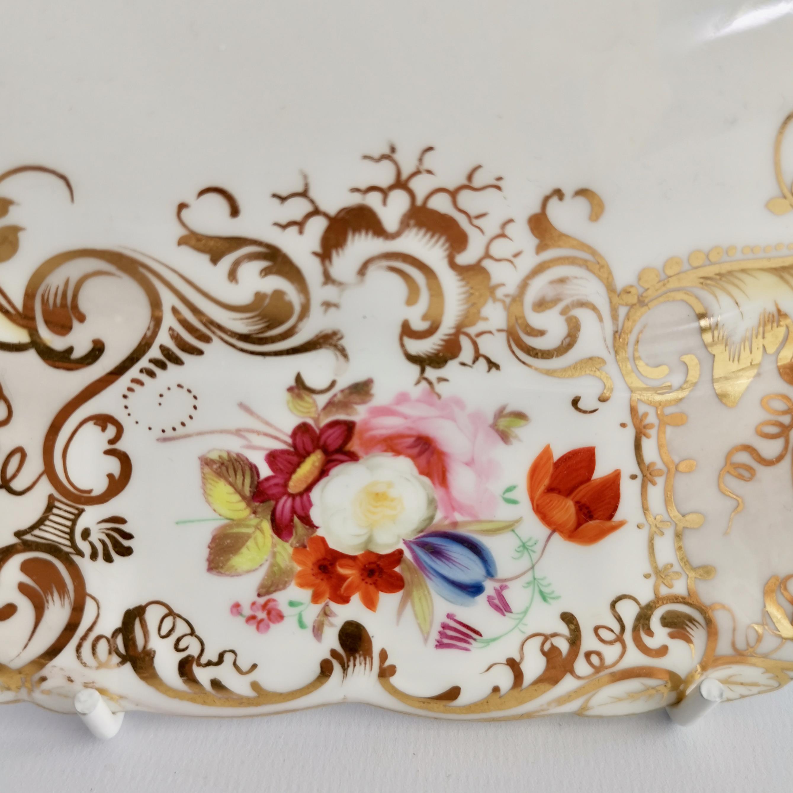 Coalport Porcelain Cake Plate, Gilt, Flowers Attr. T. Dixon, Rococo Revival 1834 2
