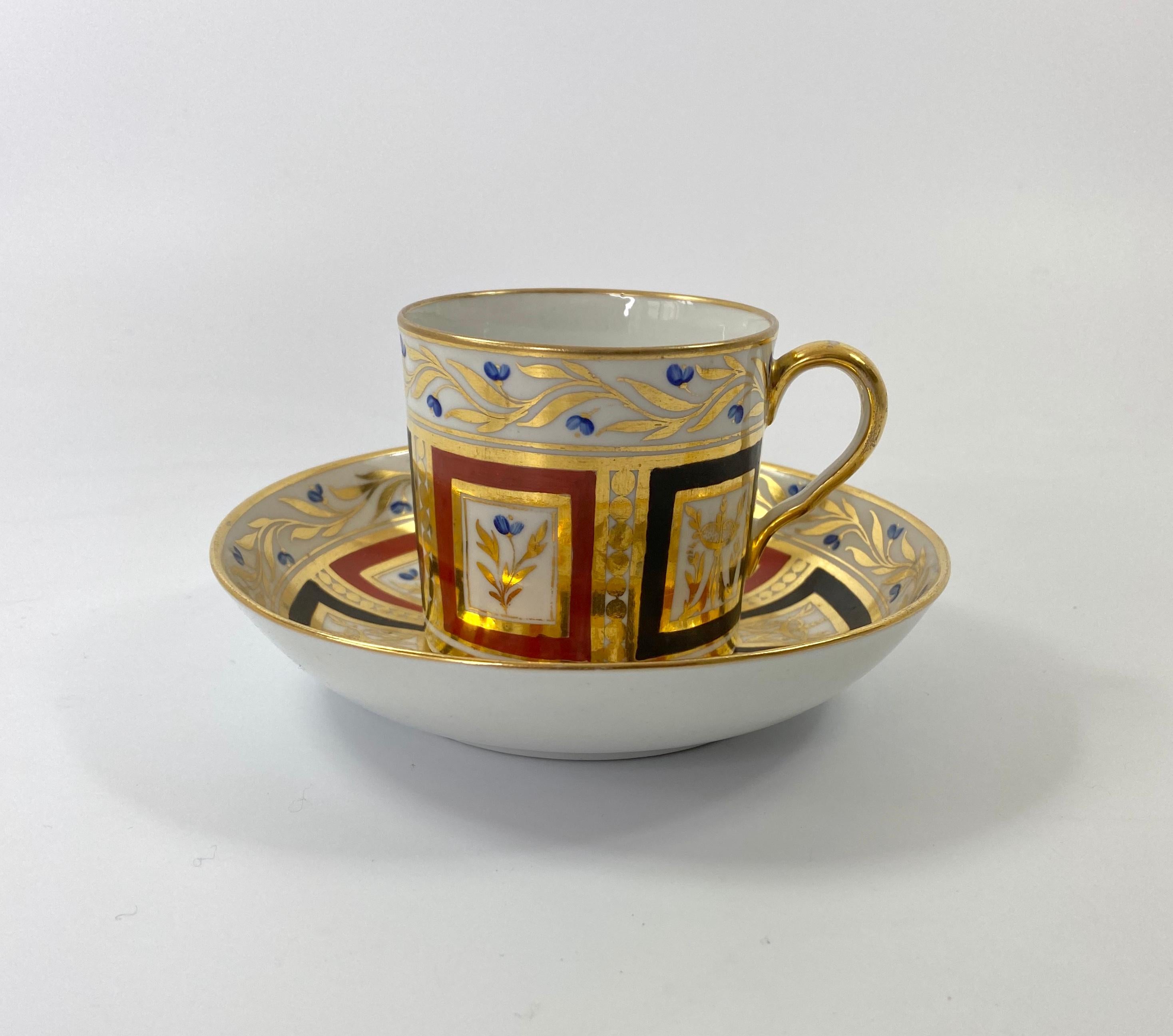 English Coalport Porcelain Coffee Can & Saucer, C. 1810