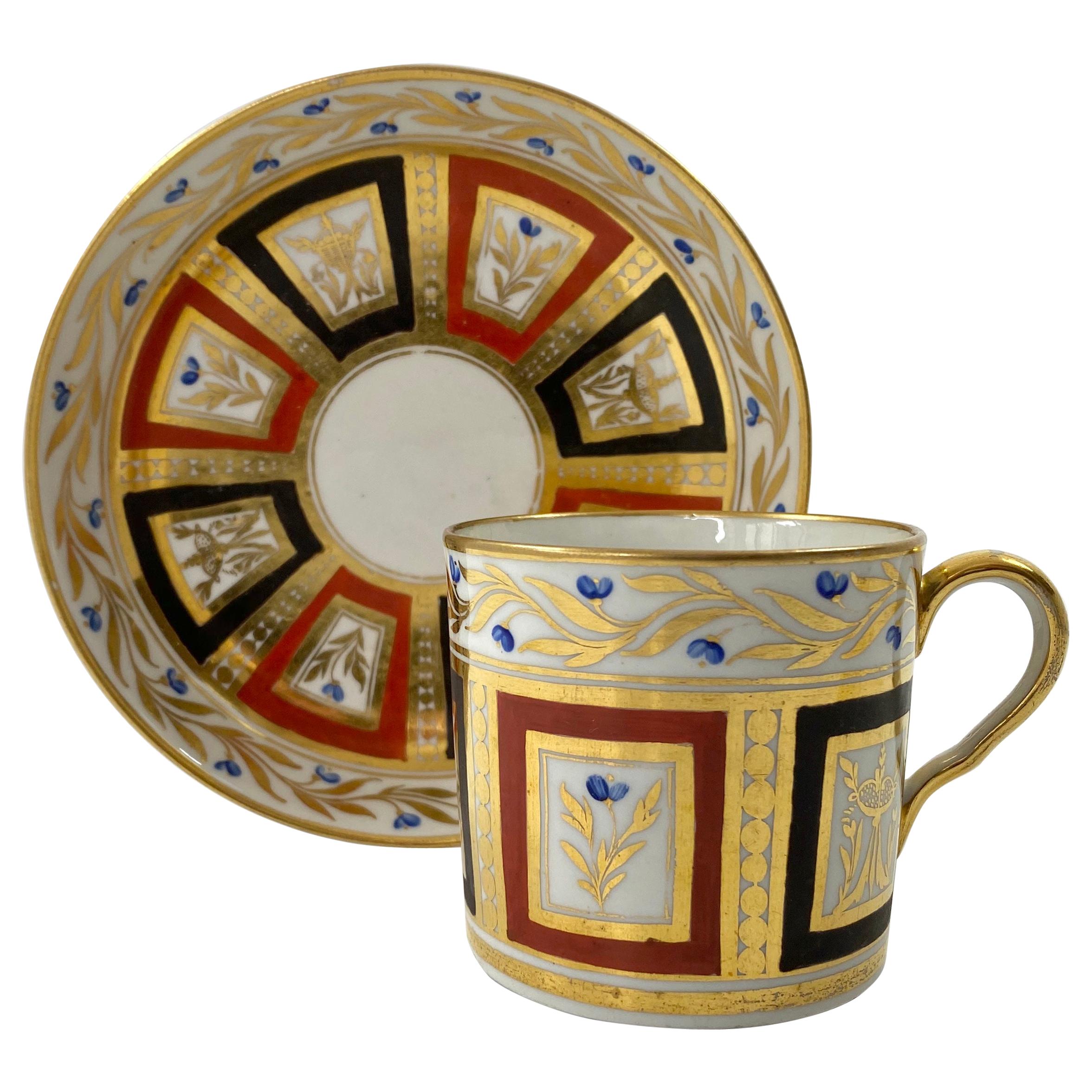 Coalport Porcelain Coffee Can & Saucer, C. 1810