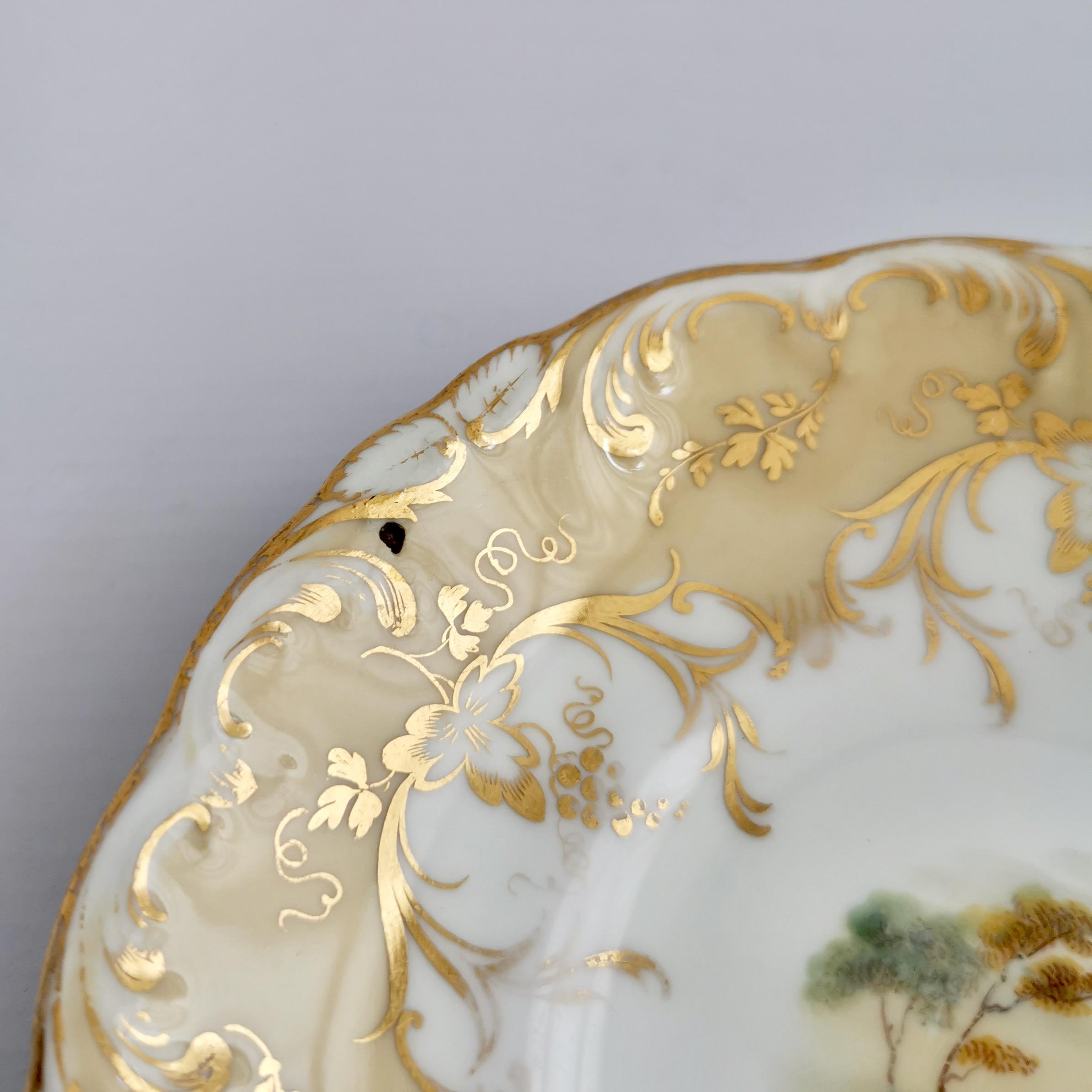 Coalport Porcelain Coffee Cup, Beige with Landscapes, Rococo Revival, ca 1840 4