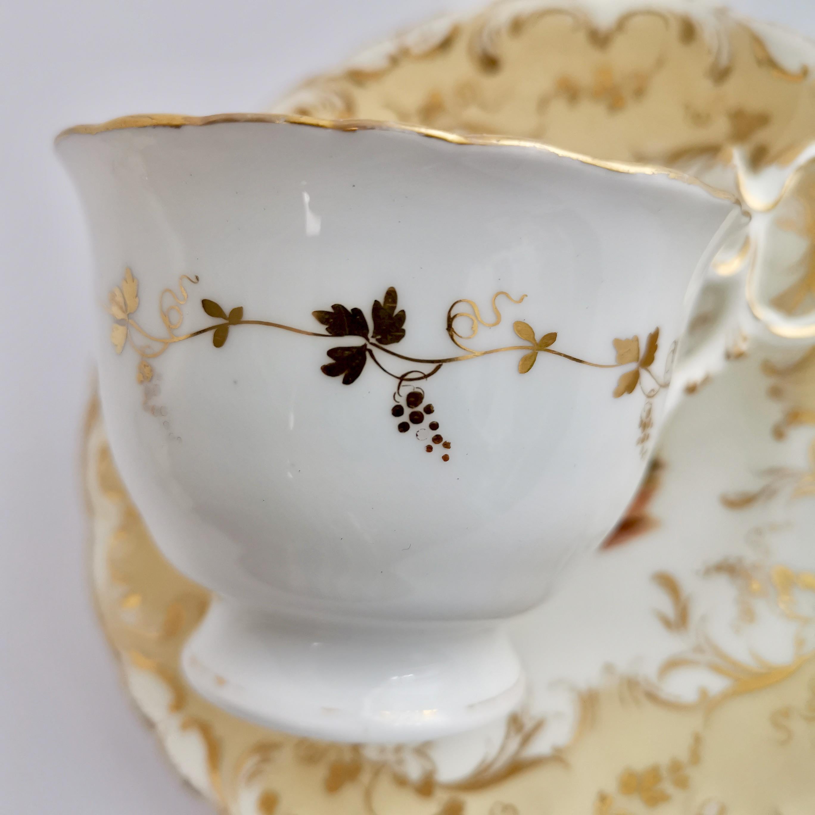 Coalport Porcelain Coffee Cup, Beige with Landscapes, Rococo Revival, ca 1840 5