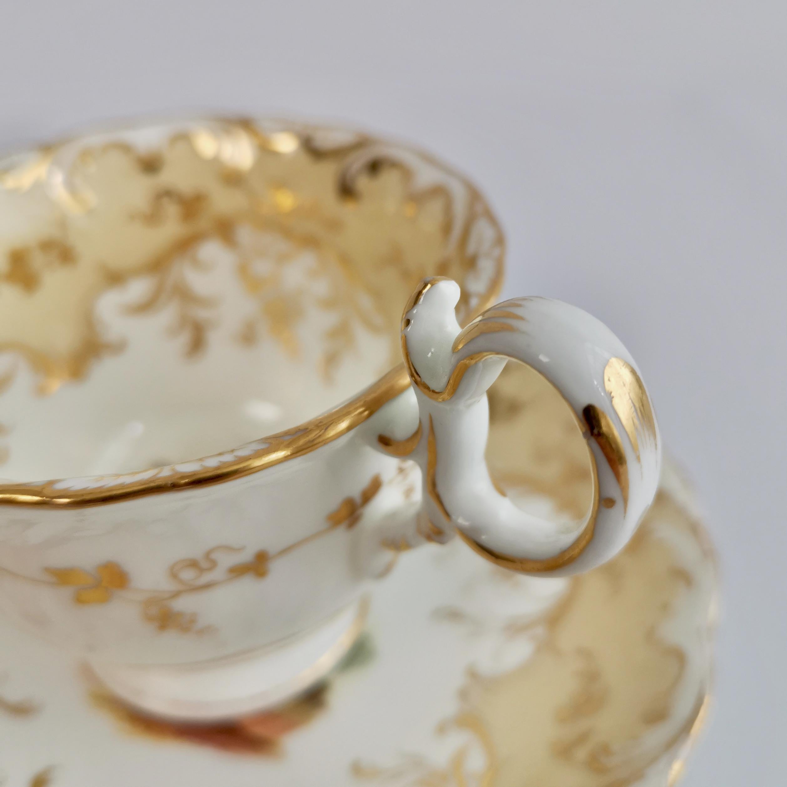Coalport Porcelain Coffee Cup, Beige with Landscapes, Rococo Revival, ca 1840 3
