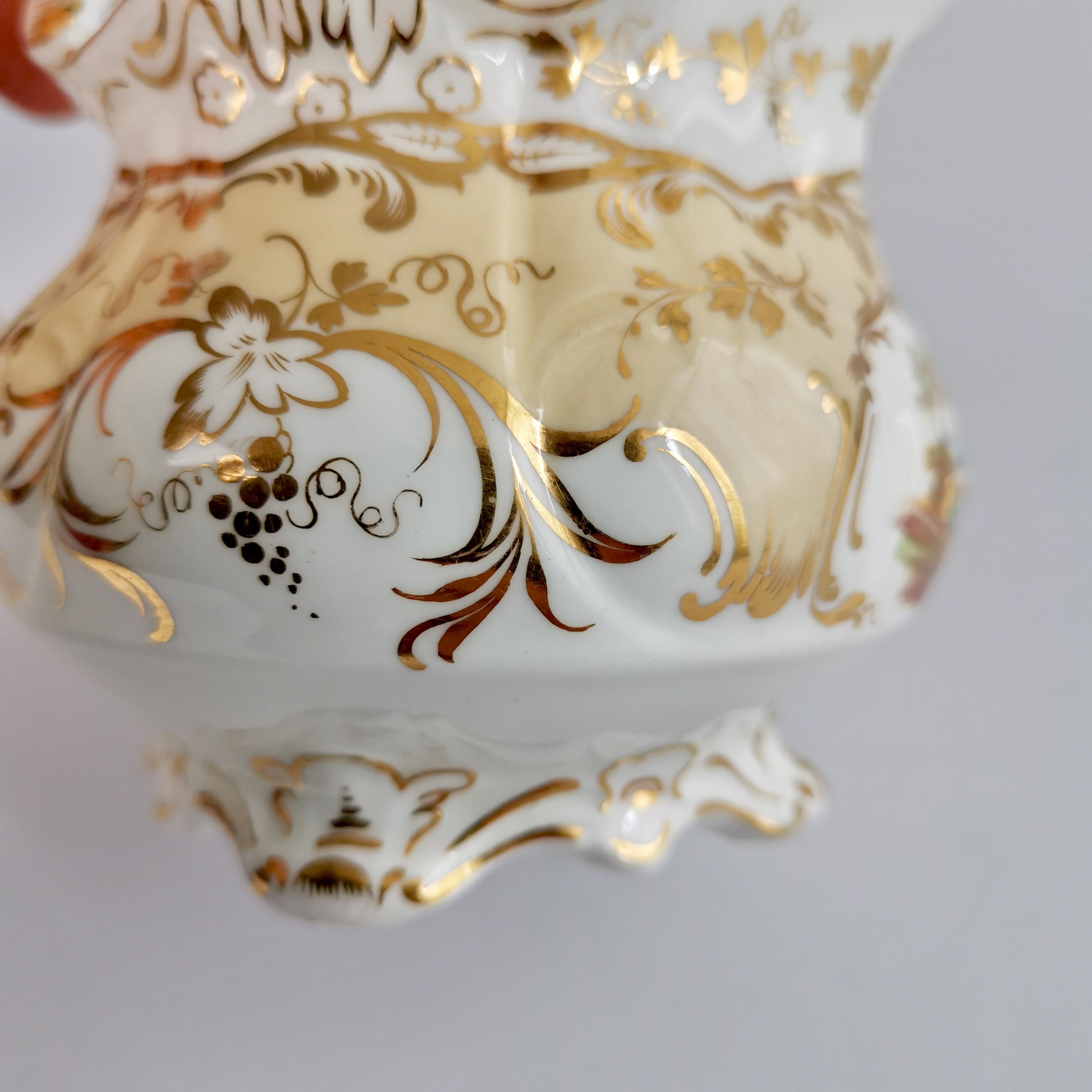 Coalport Porcelain Creamer, Beige with Landscapes, Rococo Revival, ca 1840 4