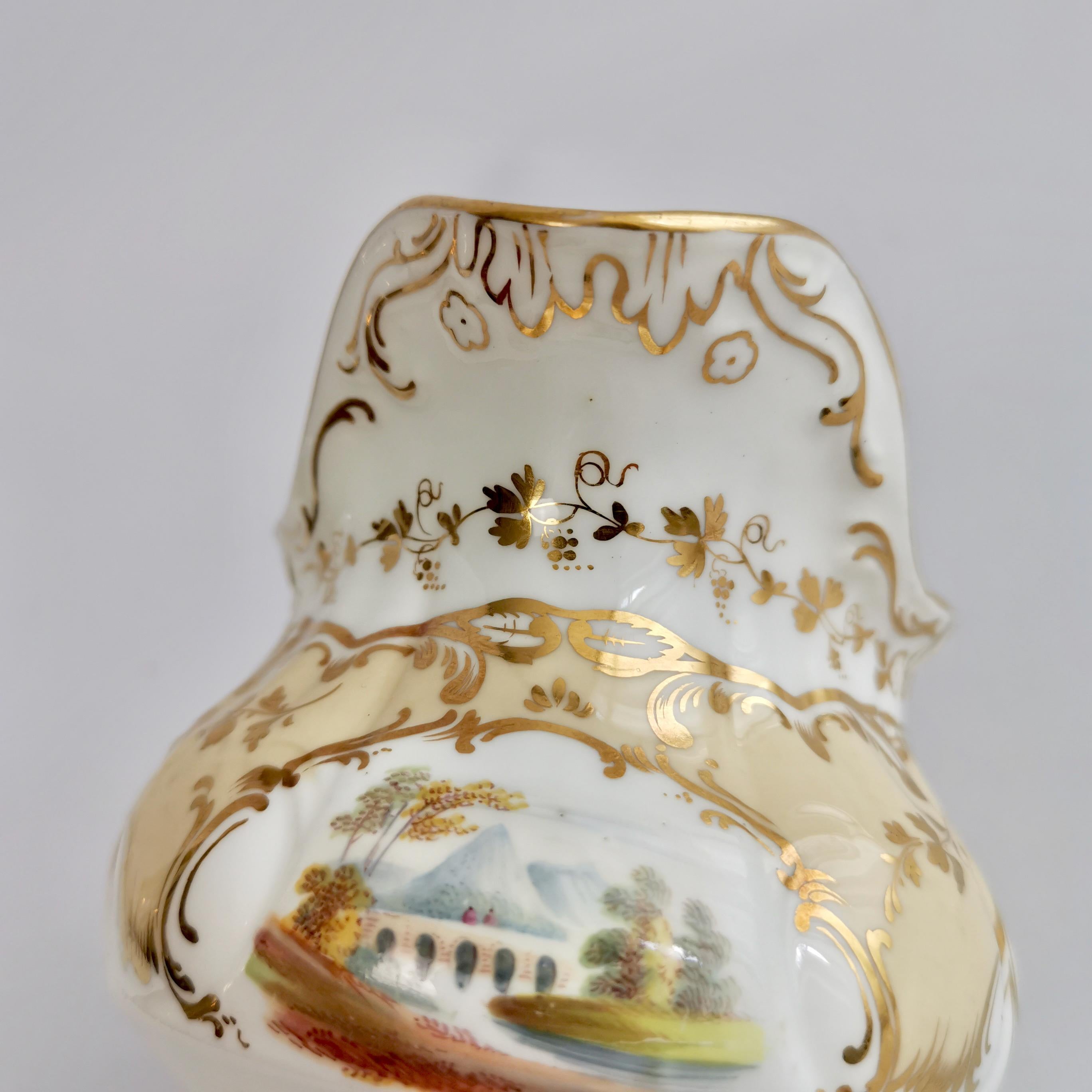 Coalport Porcelain Creamer, Beige with Landscapes, Rococo Revival, ca 1840 6