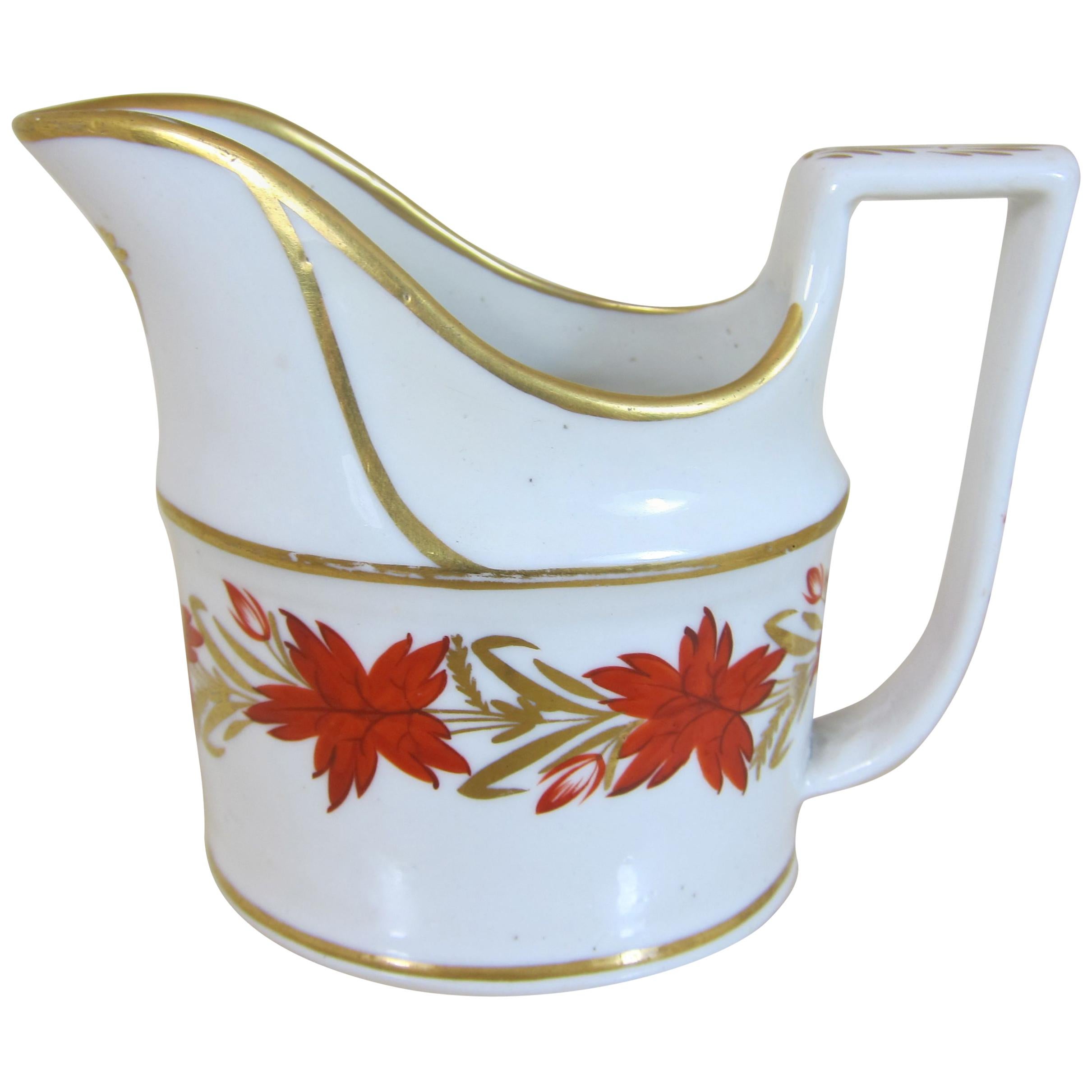Coalport Porcelain Creamer Decorated with Red and Gilt Flowers