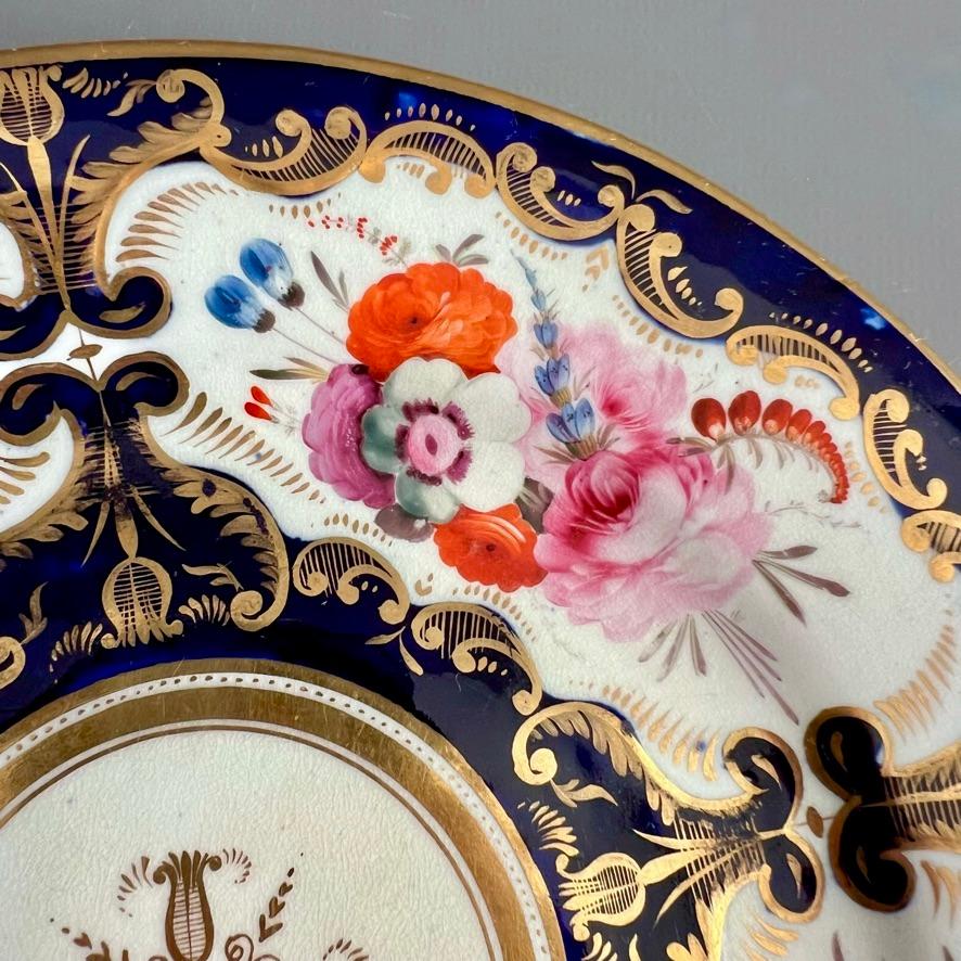 Early 19th Century Coalport Porcelain Plate, Birds and Flowers, Cobalt Blue Patt.759, 1815-1820 (2) For Sale