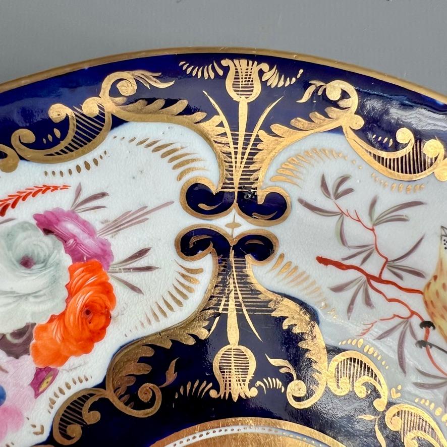 Coalport Porcelain Plate, Birds and Flowers, Cobalt Blue Patt.759, 1815-1820 (2) For Sale 2