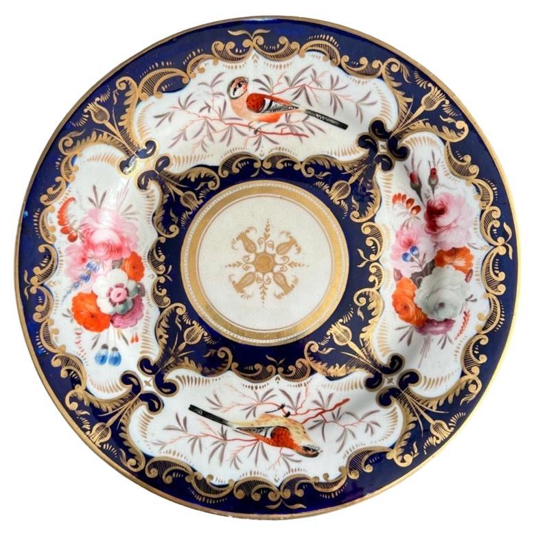 Plato de porcelana Coalport Porcelain, Pájaros y flores, azul cobalto Patt.759, 1815-1820 (2)