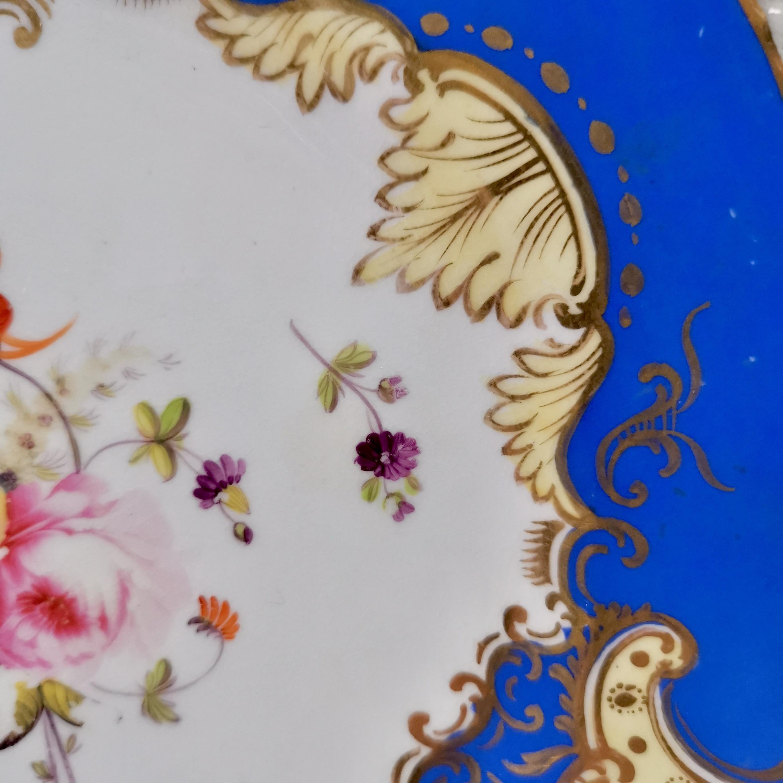 Coalport Porcelain Plate, Brunswick Blue and Flowers, Regency, circa 1825 In Good Condition In London, GB