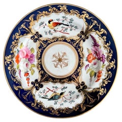 Assiette en porcelaine de Coalport, bleu cobalt, oiseaux et fleurs Patt.759, 1815-1820 (1)