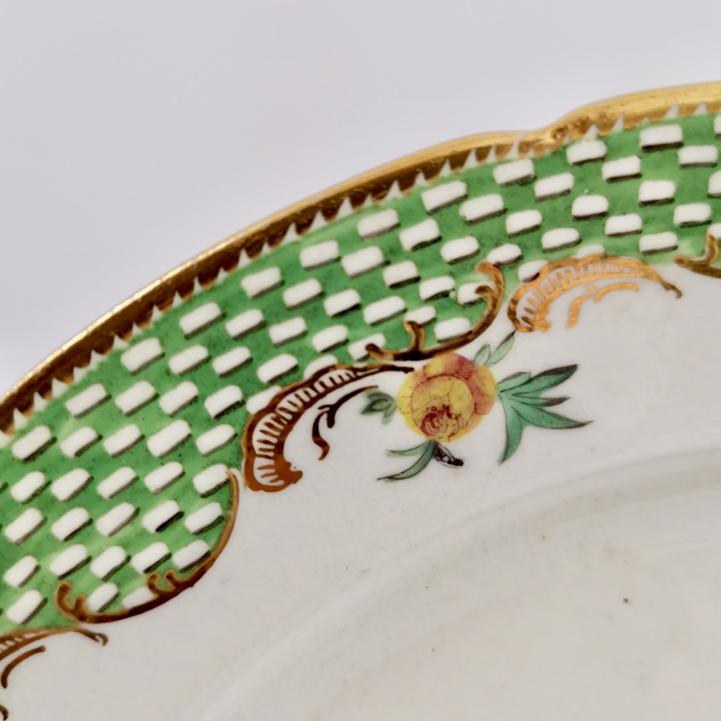 Coalport Porcelain Plate, Green Fables Pattern Drinking Stag, Georgian ca 1805 2