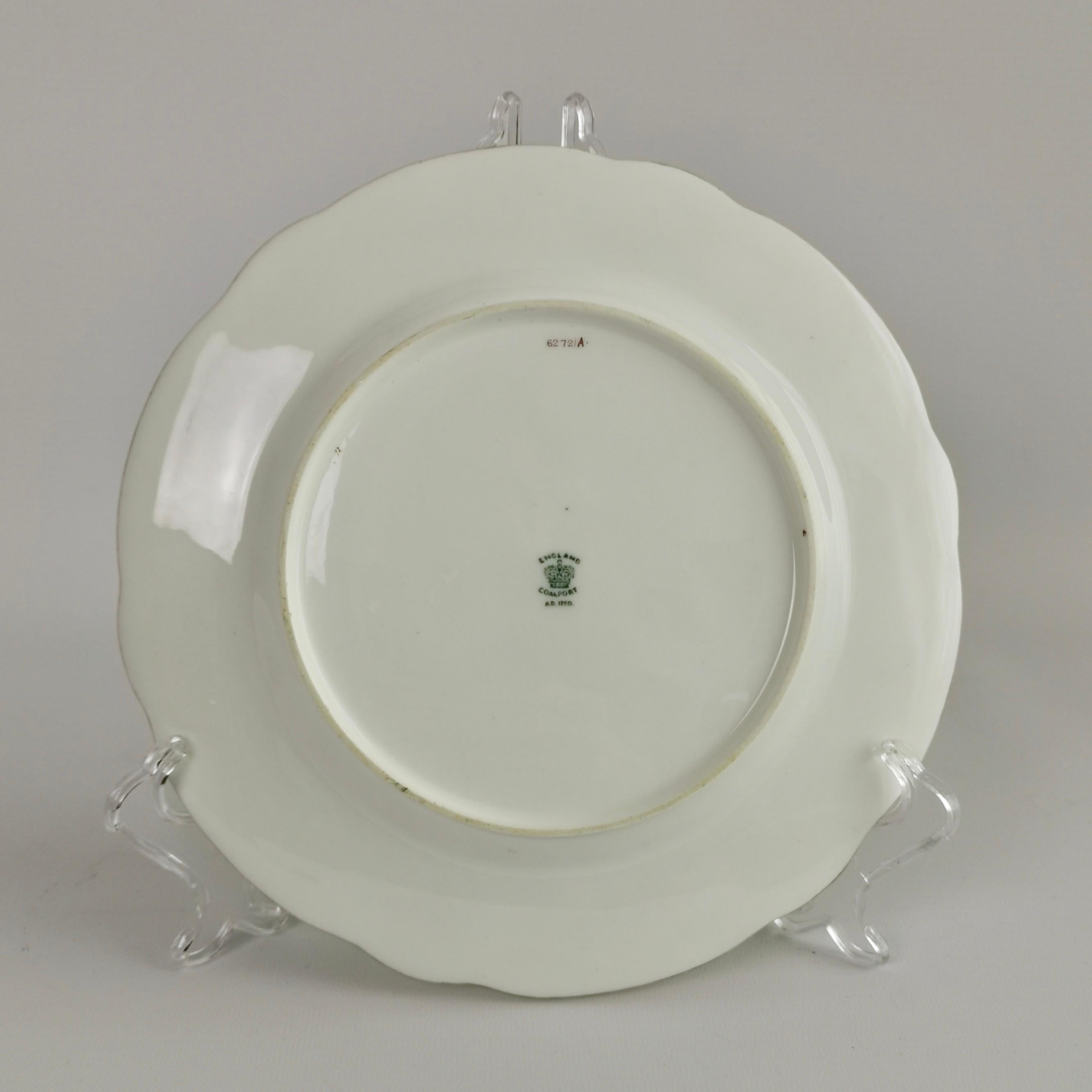 Coalport Porcelain Plate, Green with Sèvres Style Flowers and Gilt, 1882 1