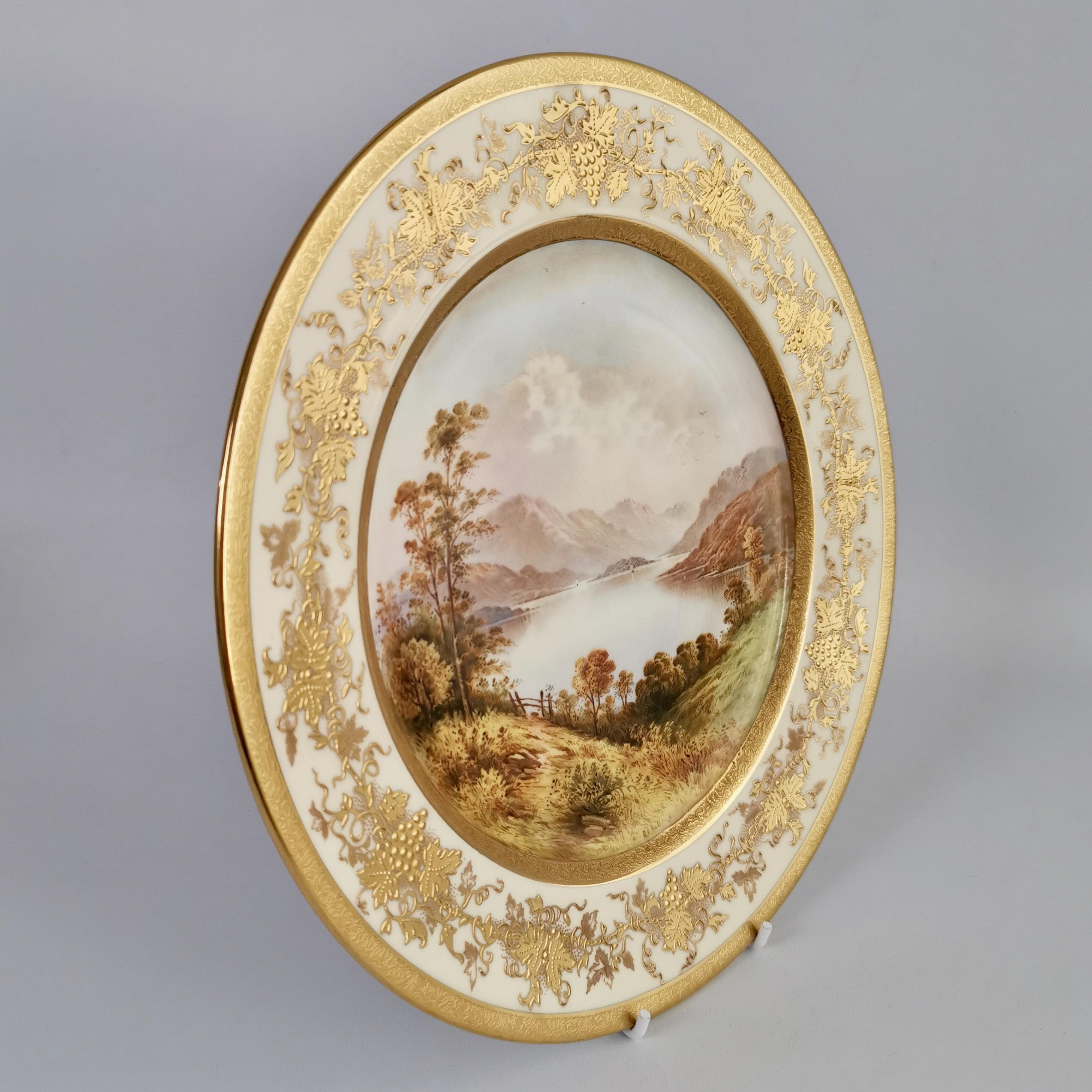 Coalport Porcelain Plate, Landscape Painting by Ted Ball, 1910 2