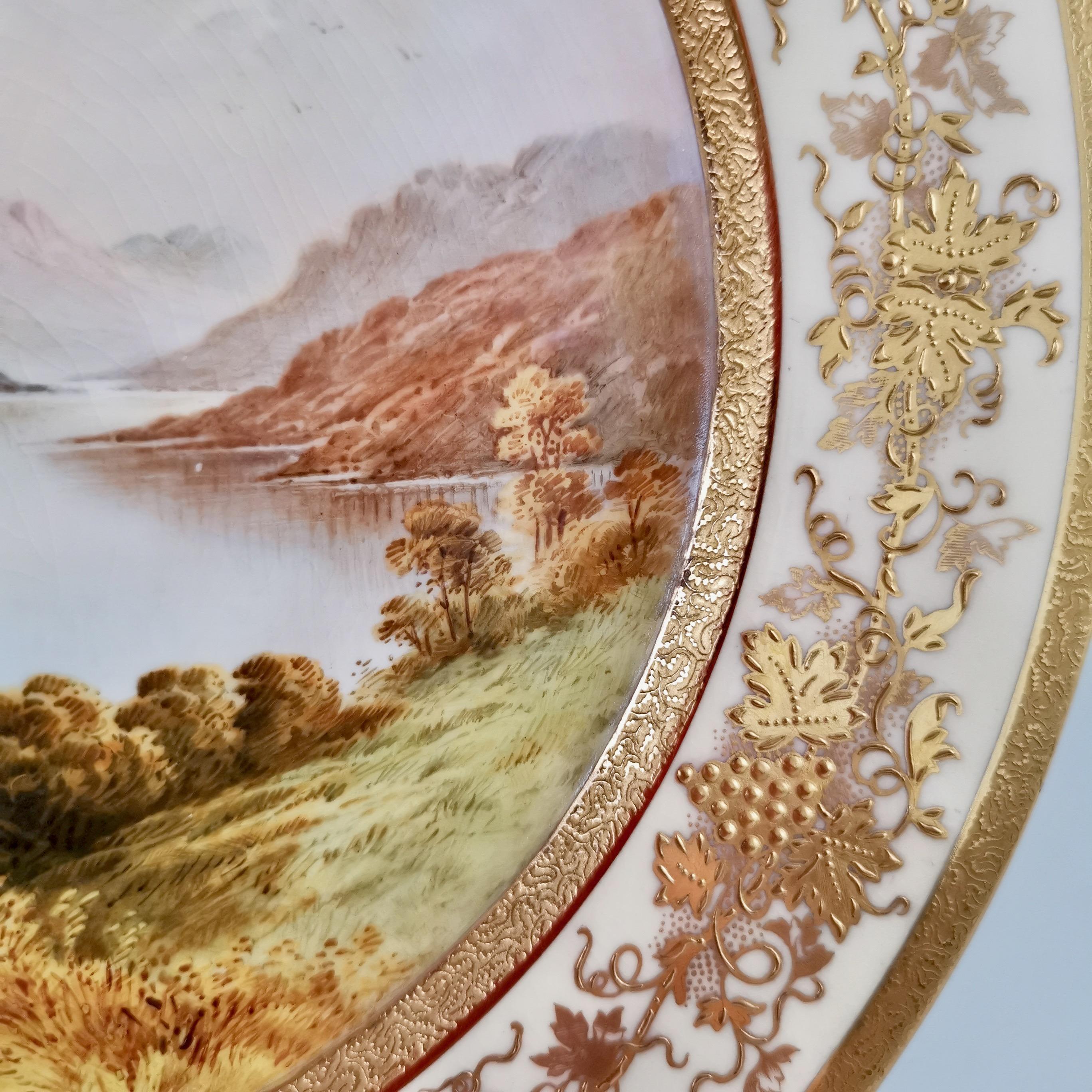 Coalport Porcelain Plate, Landscape Painting by Ted Ball, 1910 In Good Condition In London, GB