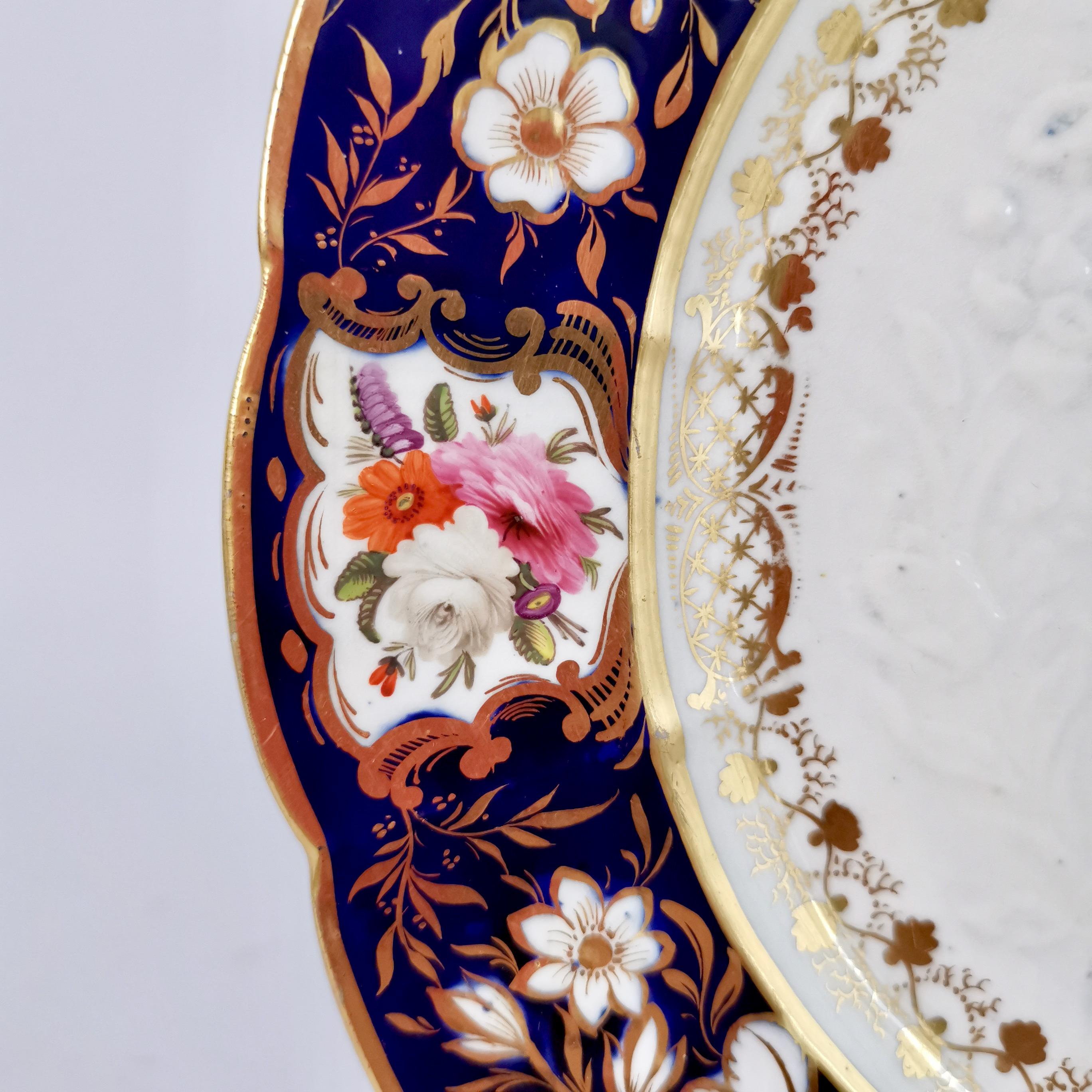 Coalport Porcelain Plate, New Embossed Relief Moulded with Birds, Regency ca1815 For Sale 2