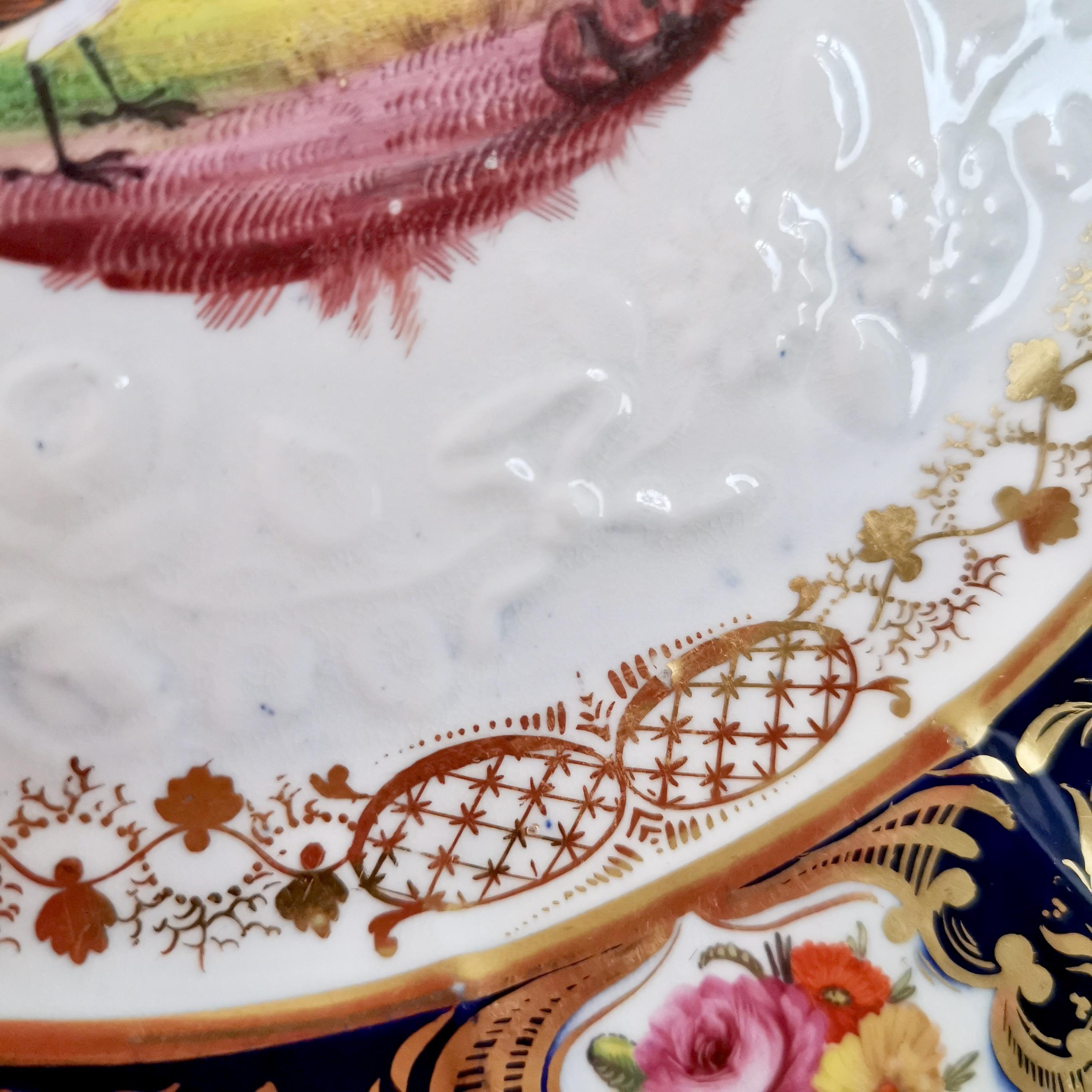 Coalport Porcelain Plate, New Embossed Relief Moulded with Birds, Regency ca1815 For Sale 4
