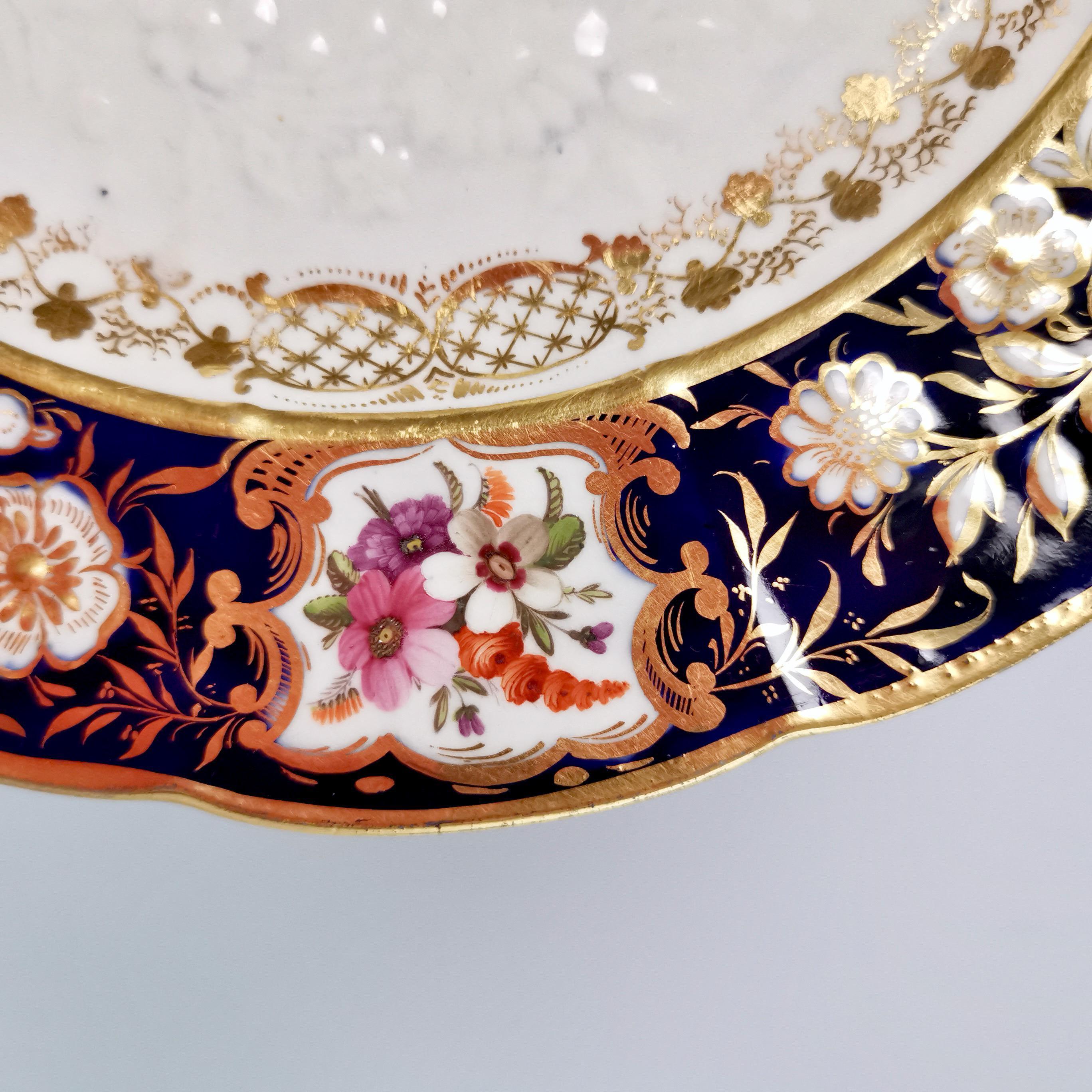 Hand-Painted Coalport Porcelain Plate, New Embossed Relief Moulded with Birds, Regency ca1815