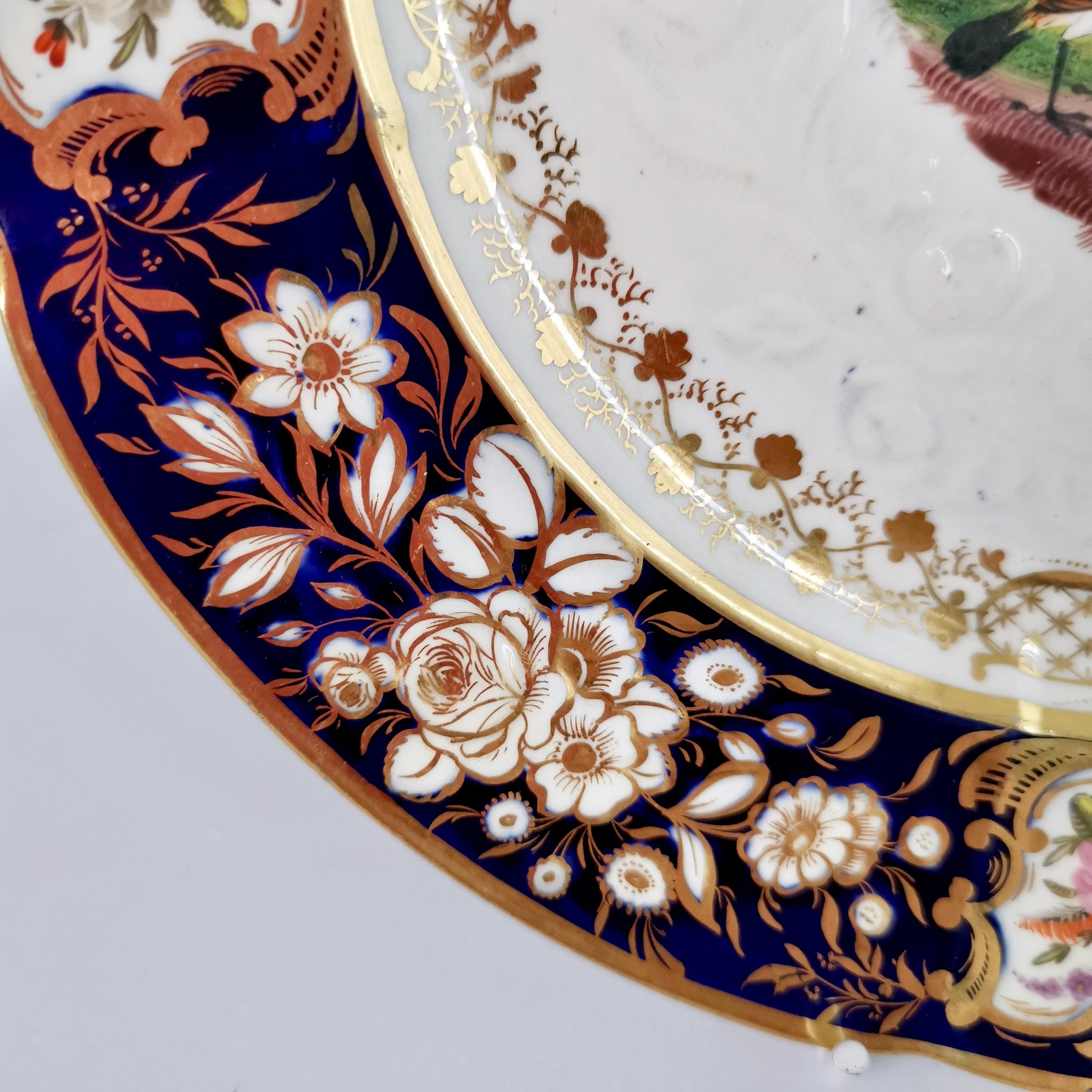 Assiette en porcelaine de Coalport, nouveau relief embossé et moulé avec des oiseaux, Régence vers 1815 en vente 1