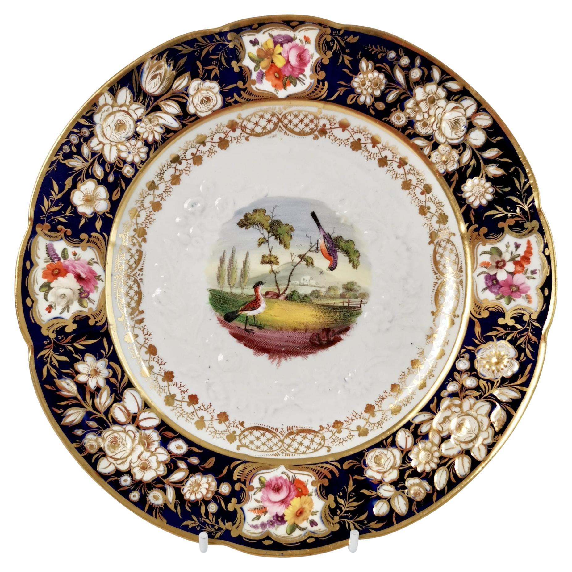 Coalport Porcelain Plate, New Embossed Relief Moulded with Birds, Regency ca1815