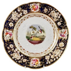 Antique Coalport Porcelain Plate, New Embossed Relief Moulded with Birds, Regency ca1815
