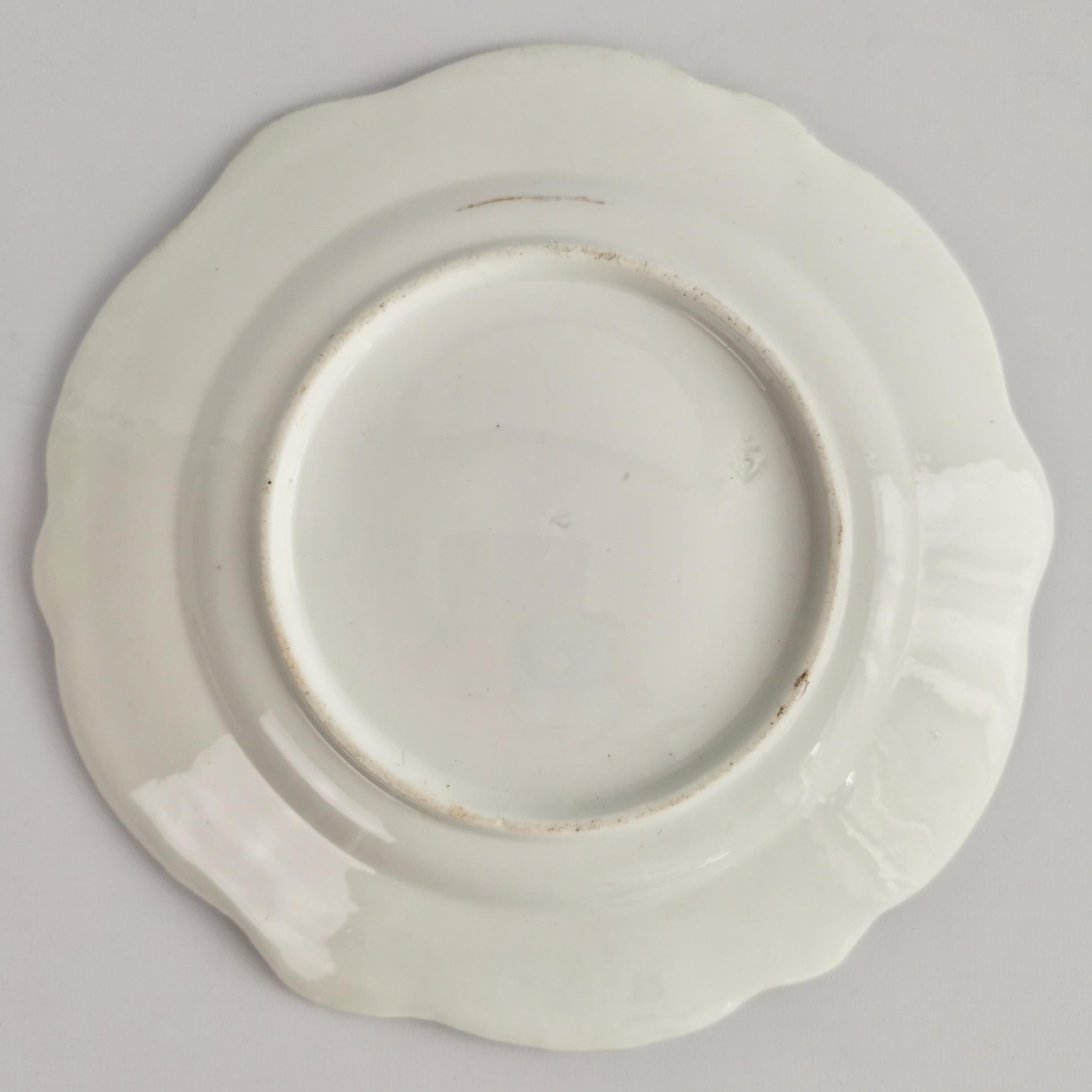 Coalport Porcelain Plate, Peach with Flowers, Regency, 1820-1825 5