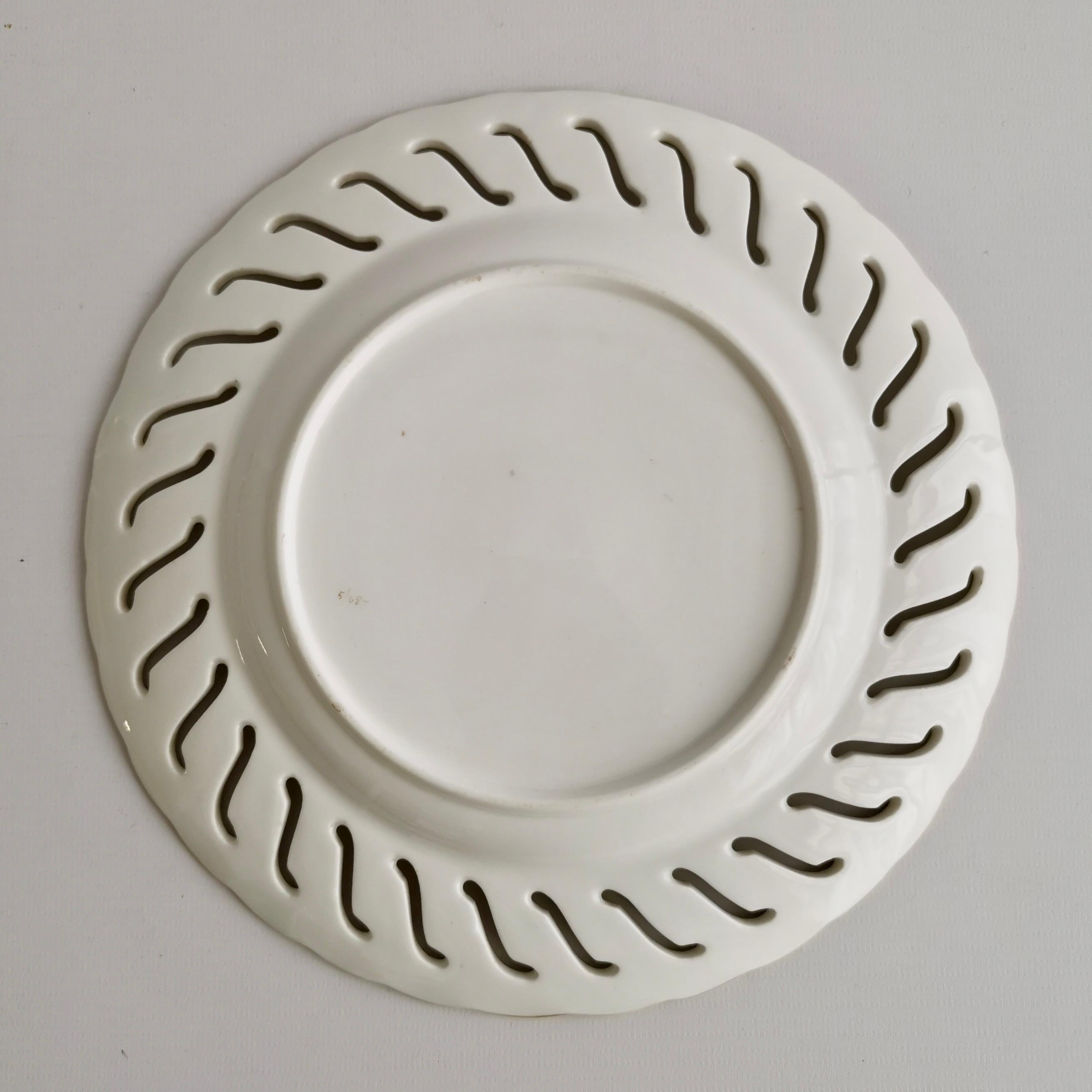Coalport Porcelain Plate, Pierced Rim, Yellow Plums by Joseph Birbeck, ca 1848 5