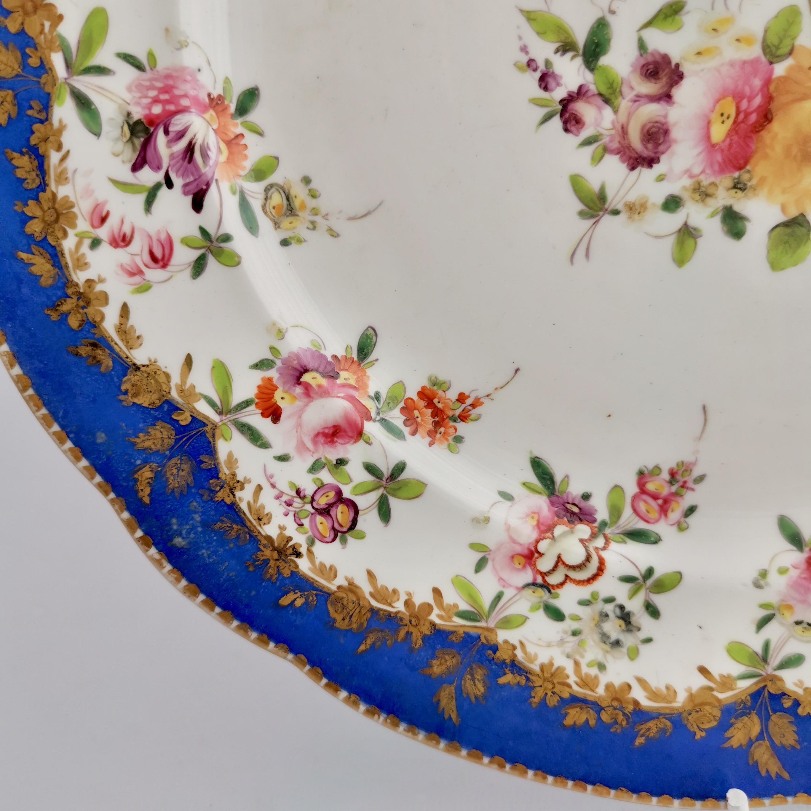 Coalport Porcelain Plate, Royal Blue with Flower Garlands, 1820-1825 1