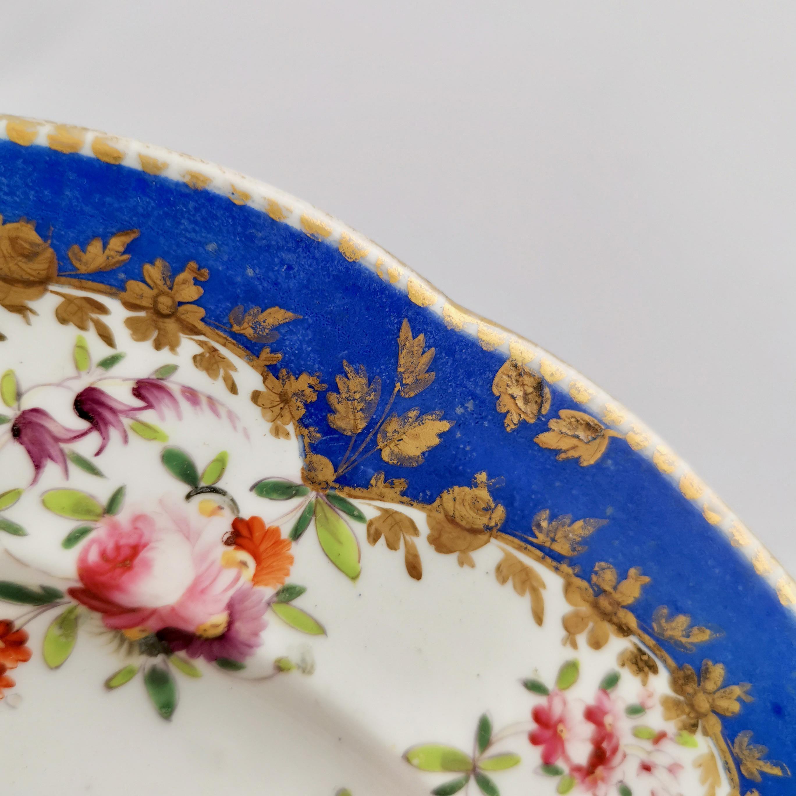 Coalport Porcelain Plate, Royal Blue with Flower Garlands, 1820-1825 3