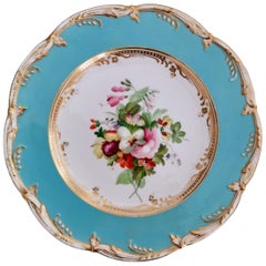 Coalport Porcelain Plate, Sky Blue with Flowers by Thomas Dixon, 1845-1850 '2'