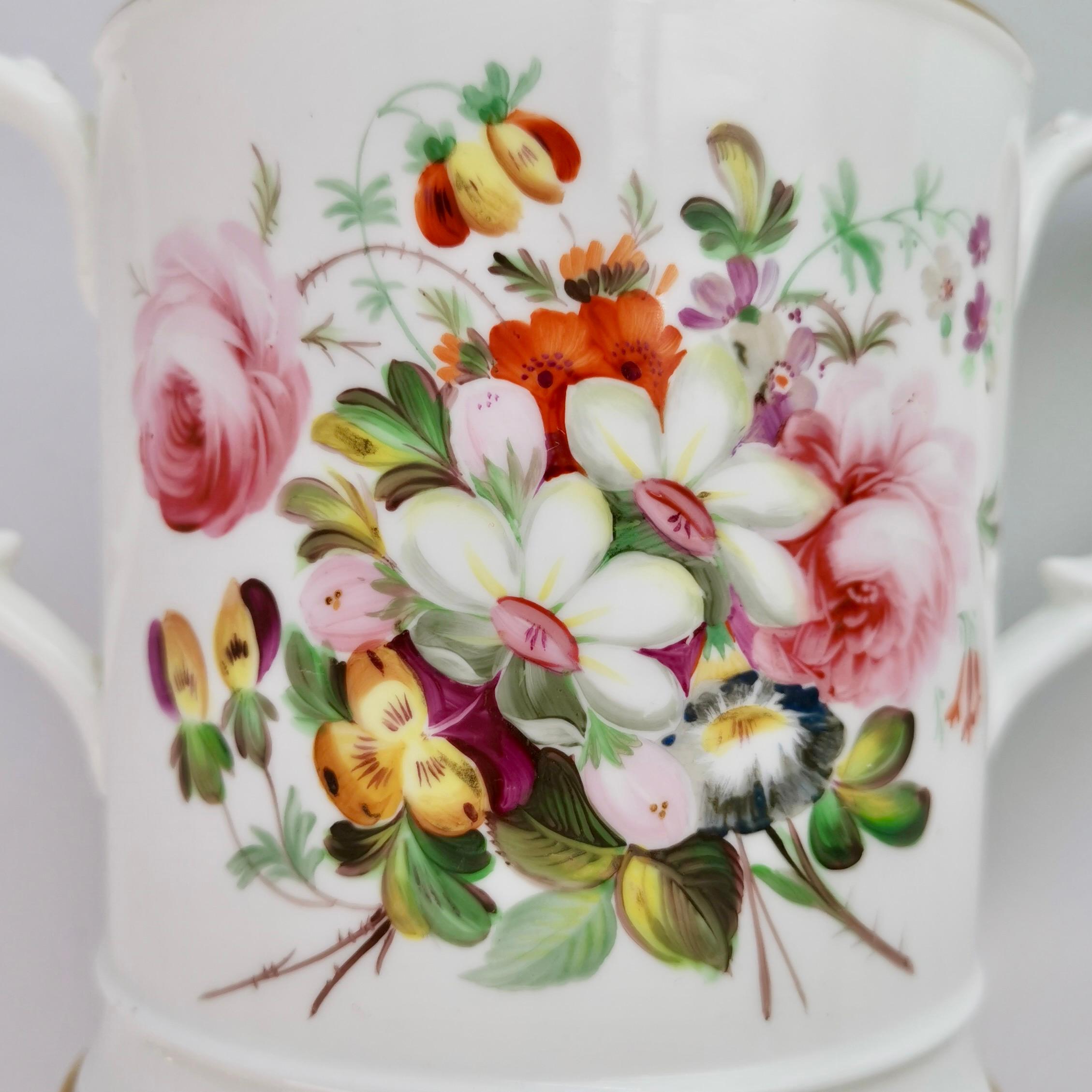Coalport Porcelain Porter Mug, Flowers by Thomas Dixon for William Cooke, 1845 In Good Condition In London, GB