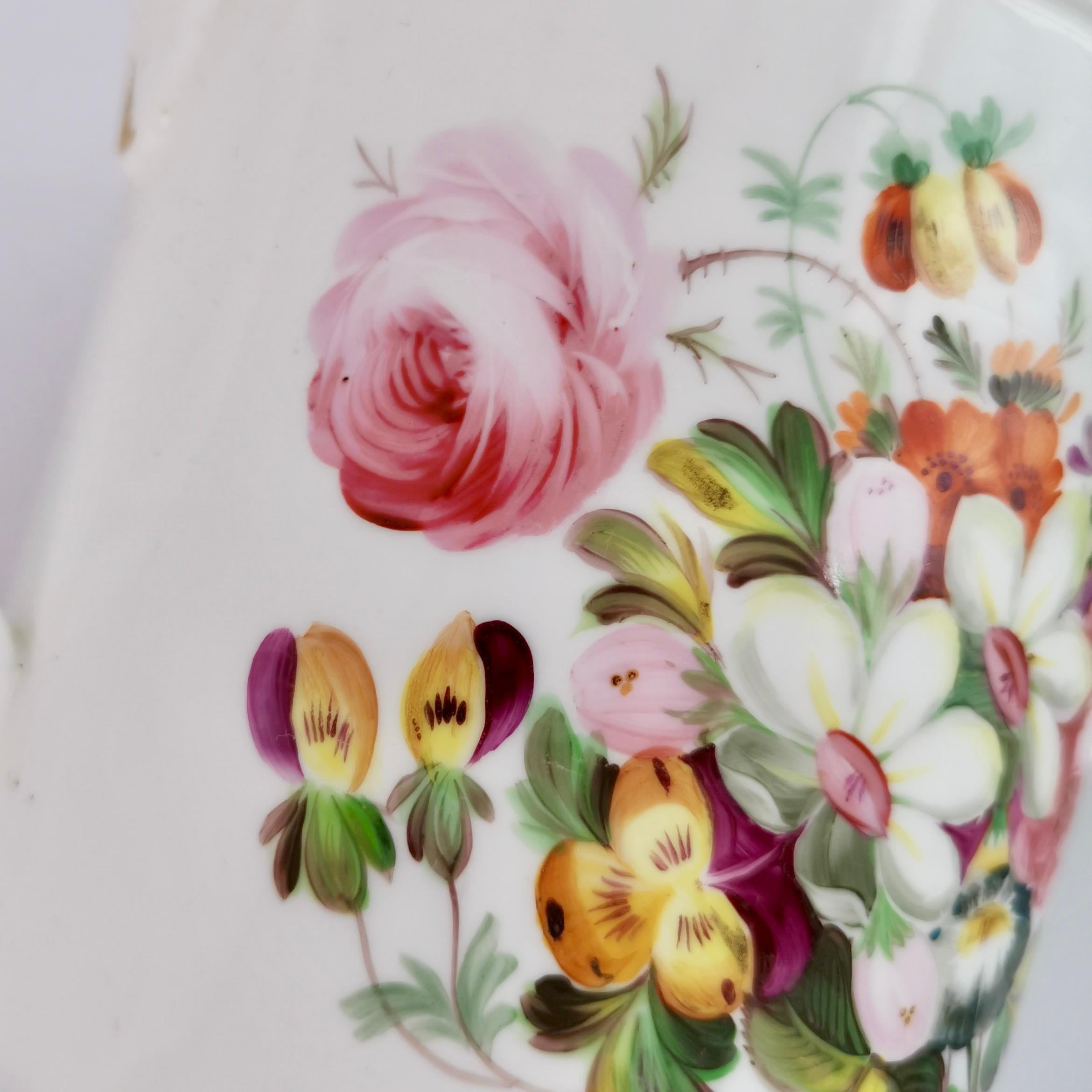Mid-19th Century Coalport Porcelain Porter Mug, Flowers by Thomas Dixon for William Cooke, 1845
