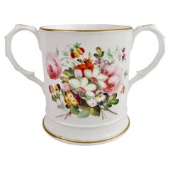 Coalport Porcelain Porter Mug, Flowers by Thomas Dixon for William Cooke, 1845