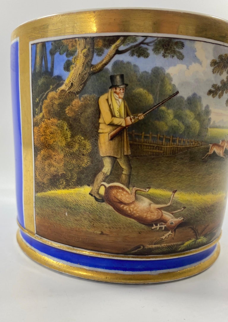 Fired Coalport Porcelain Porter Mug, J.H. Smith, Dated 1820 For Sale