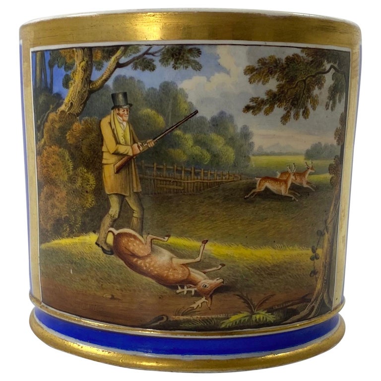 Coalport Porcelain Porter Mug, J.H. Smith, Dated 1820 For Sale