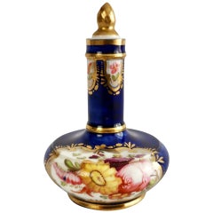 Coalport Porcelain Scent Bottle, Cobalt Blue and Flowers, Regency, circa 1820