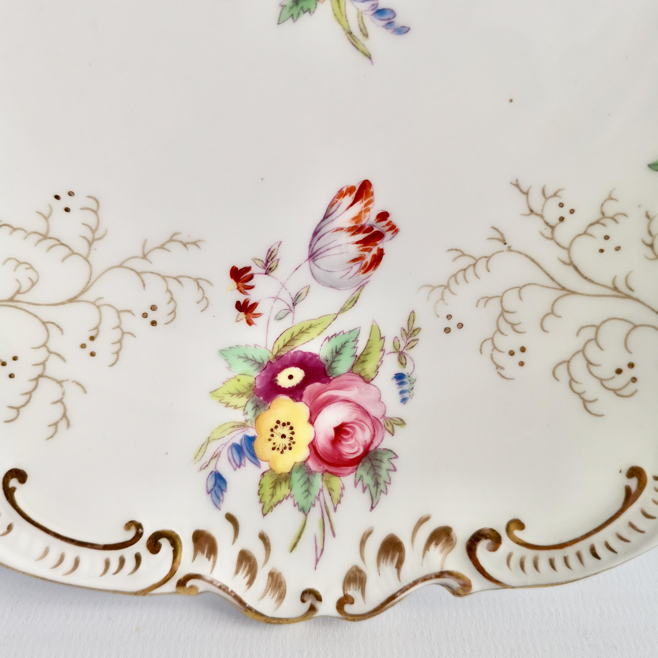 20th Century Coalport Porcelain Serving Dish, White with Flowers, Victorian, 1891-1926 For Sale