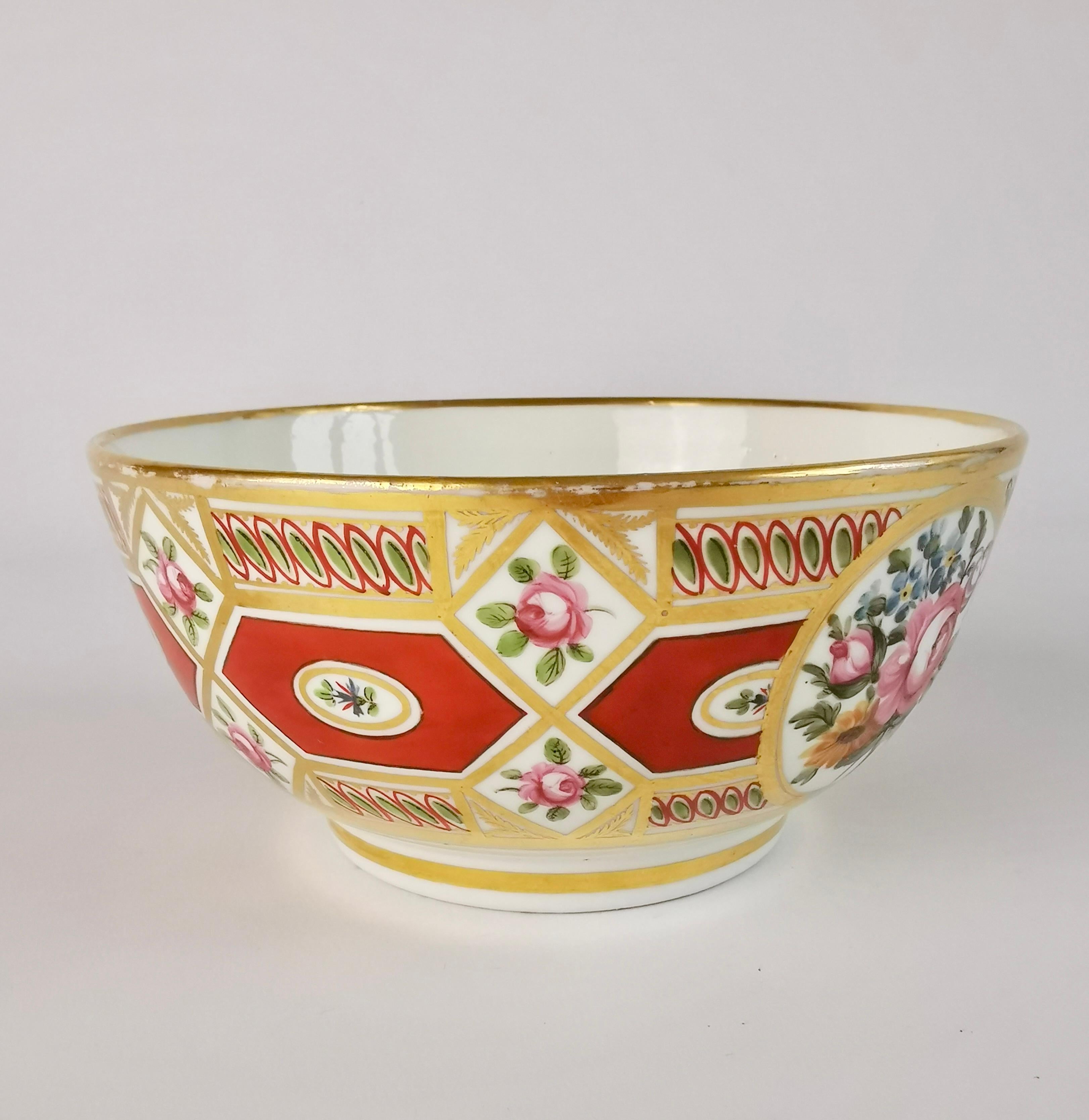 Coalport Porcelain Slop Bowl, Church Gresley in Orange, Gilt, Regency ca 1810 In Good Condition In London, GB
