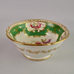 Coalport Porcelain Slop Bowl, Green with Flowers, Regency, circa 1826