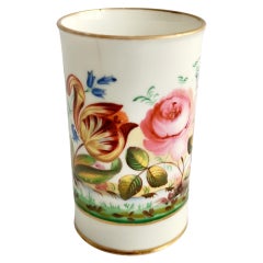 Coalport Porcelain Spill Vase, White, Flowers by David Evans, Regency circa 1825
