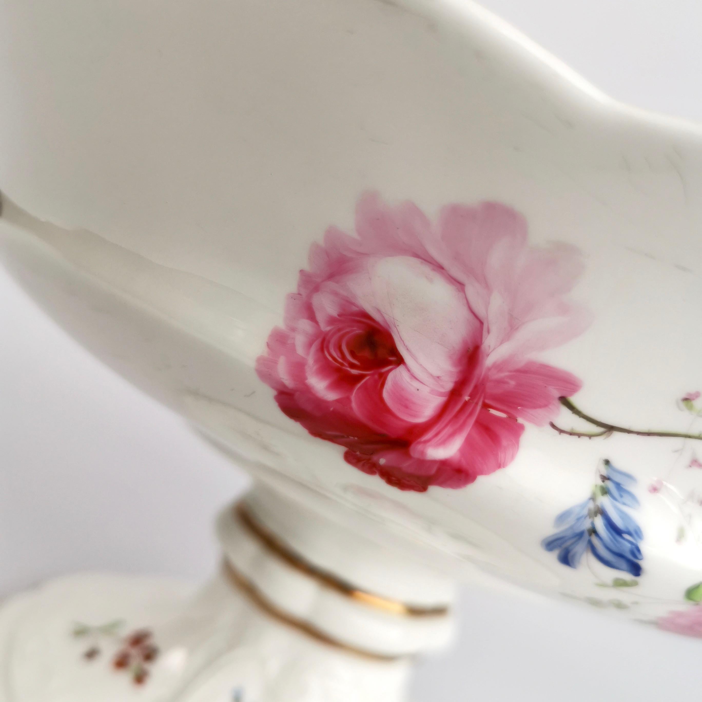 Coalport Porcelain Tazza, Blind-Moulded White, Swansea Flowers, Regency ca 1820 8