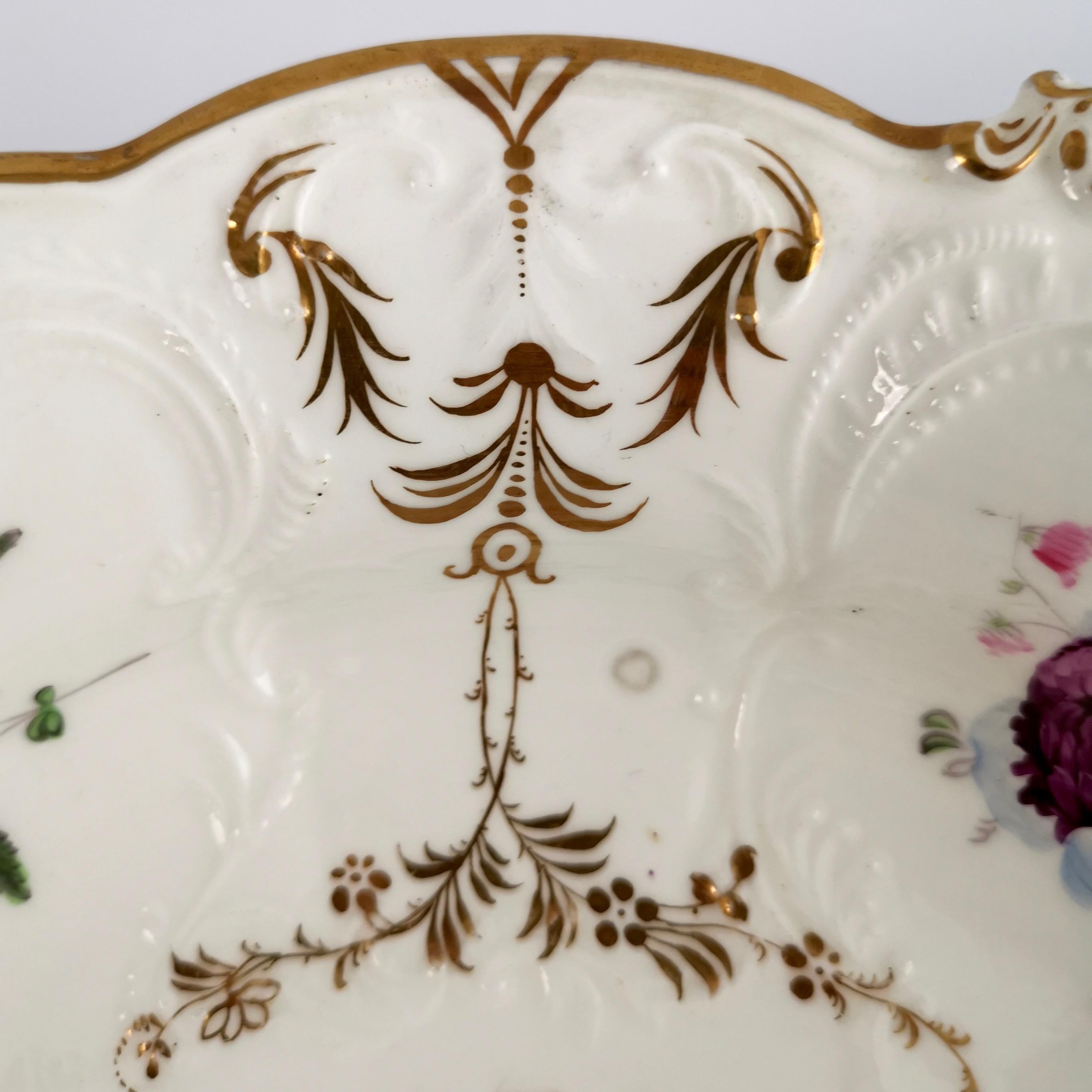Coalport Porcelain Tazza, Blind-Moulded White, Swansea Flowers, Regency ca 1820 11