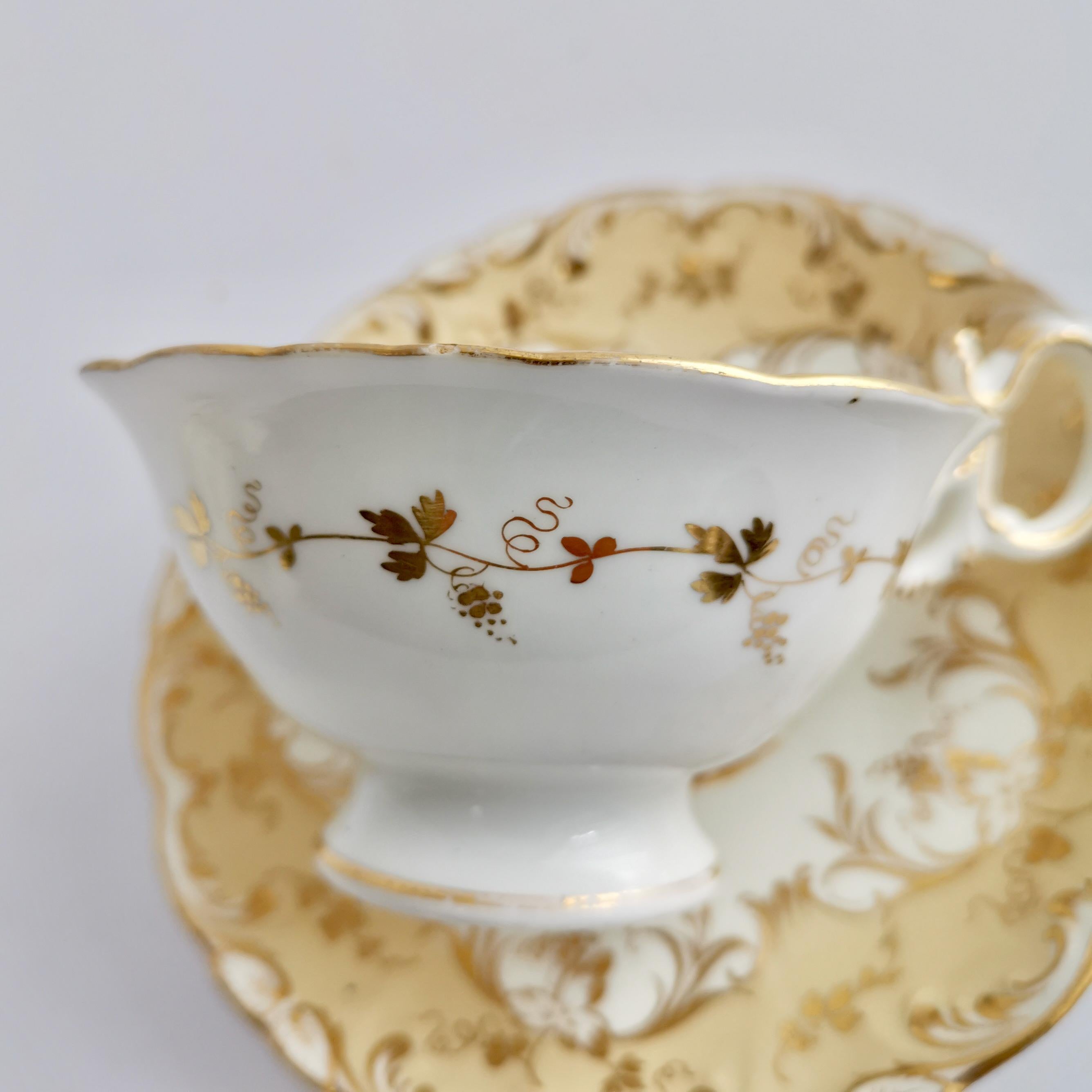 Coalport Porcelain Teacup, Beige with Landscapes, Rococo Revival, ca 1840 For Sale 2