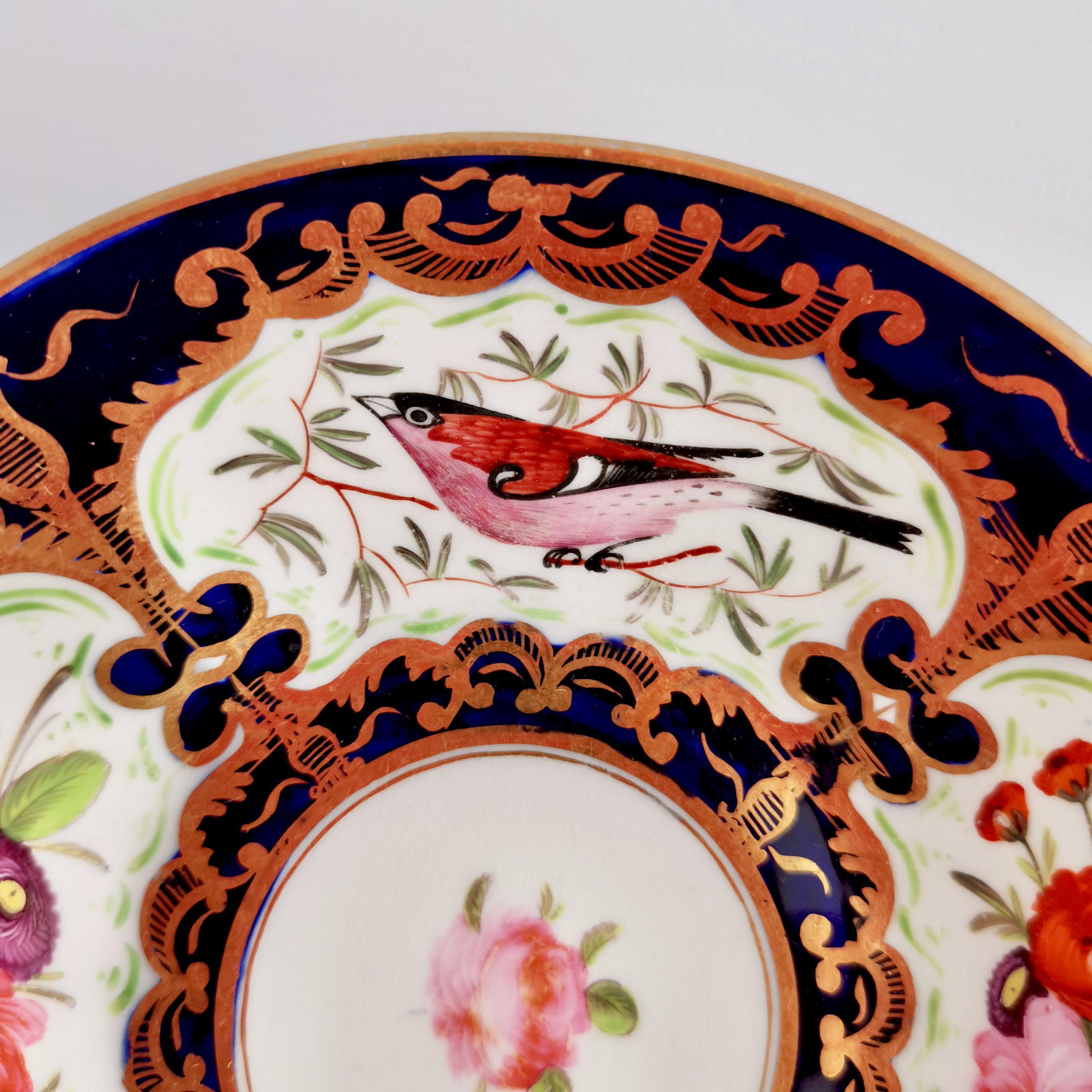 Early 19th Century Coalport Porcelain Teacup, Cobalt Blue, Gilt and Birds Patt. 759, Regency c 1815