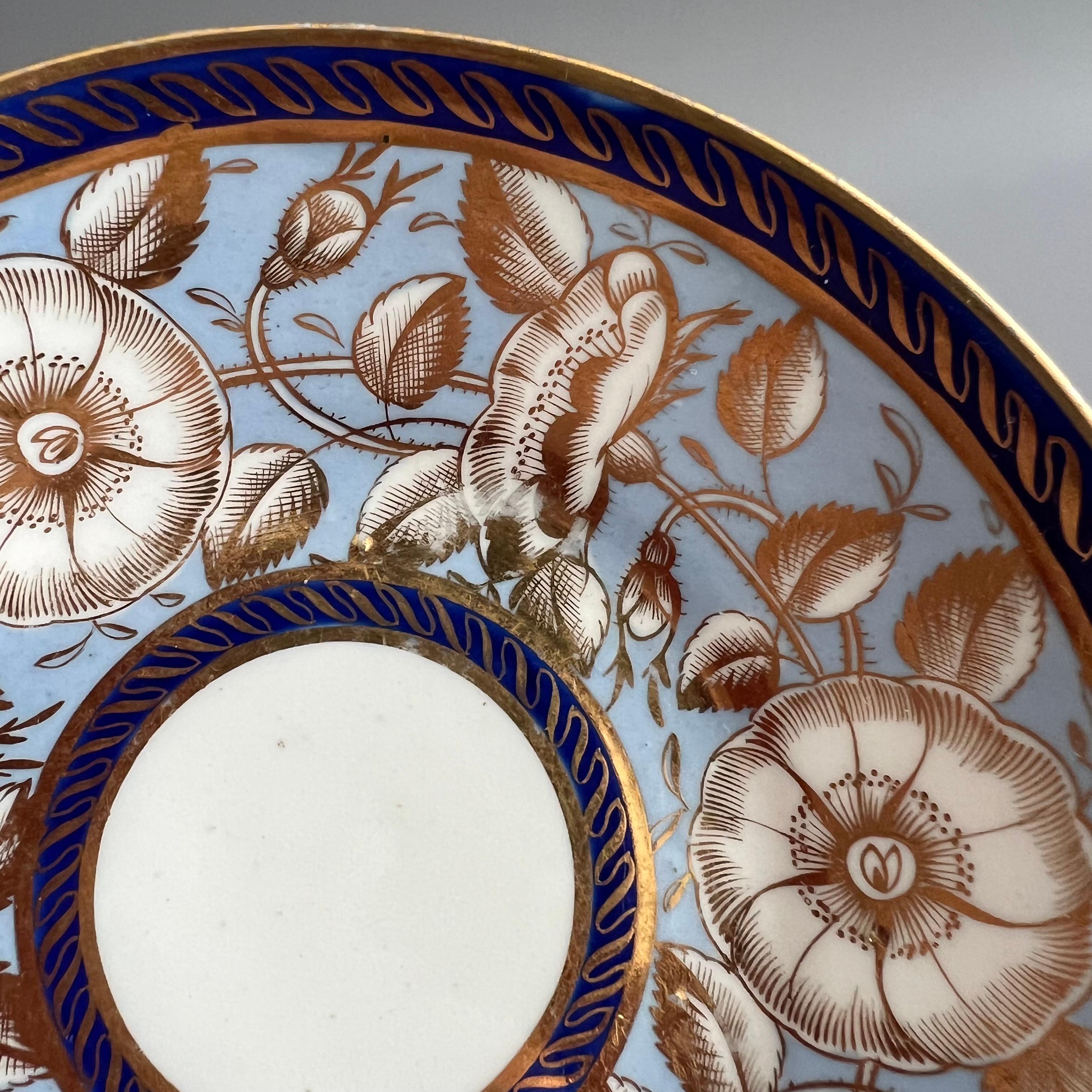 Coalport Porcelain Teacup, Periwinkle Lilac, Gilt Wild Roses, Regency, Ca 1815 5