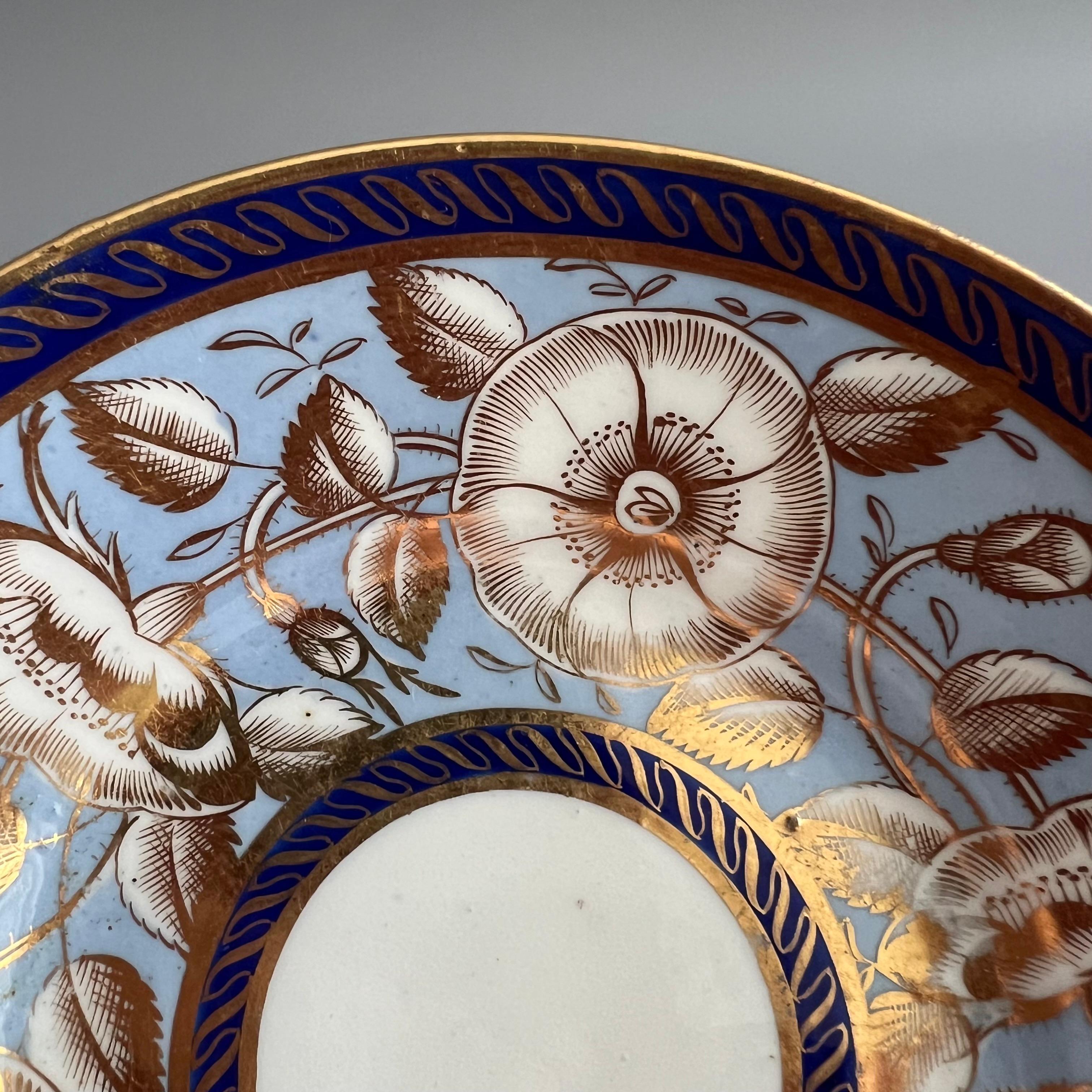 Coalport Porcelain Teacup, Periwinkle Lilac, Gilt Wild Roses, Regency, Ca 1815 6