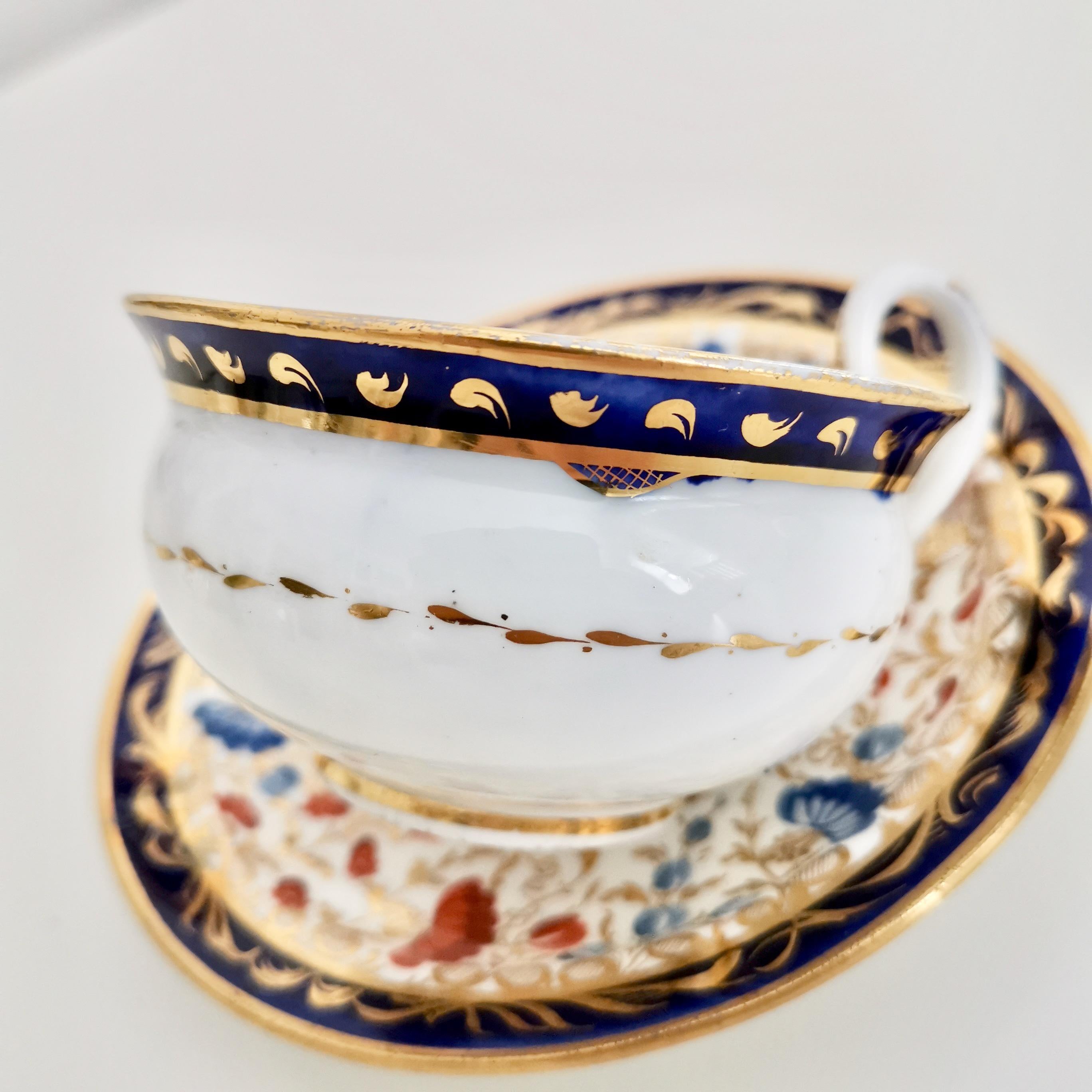 Coalport Porcelain Teacup Trio, White and Floral, Empire Shape, Regency ca 1815 6