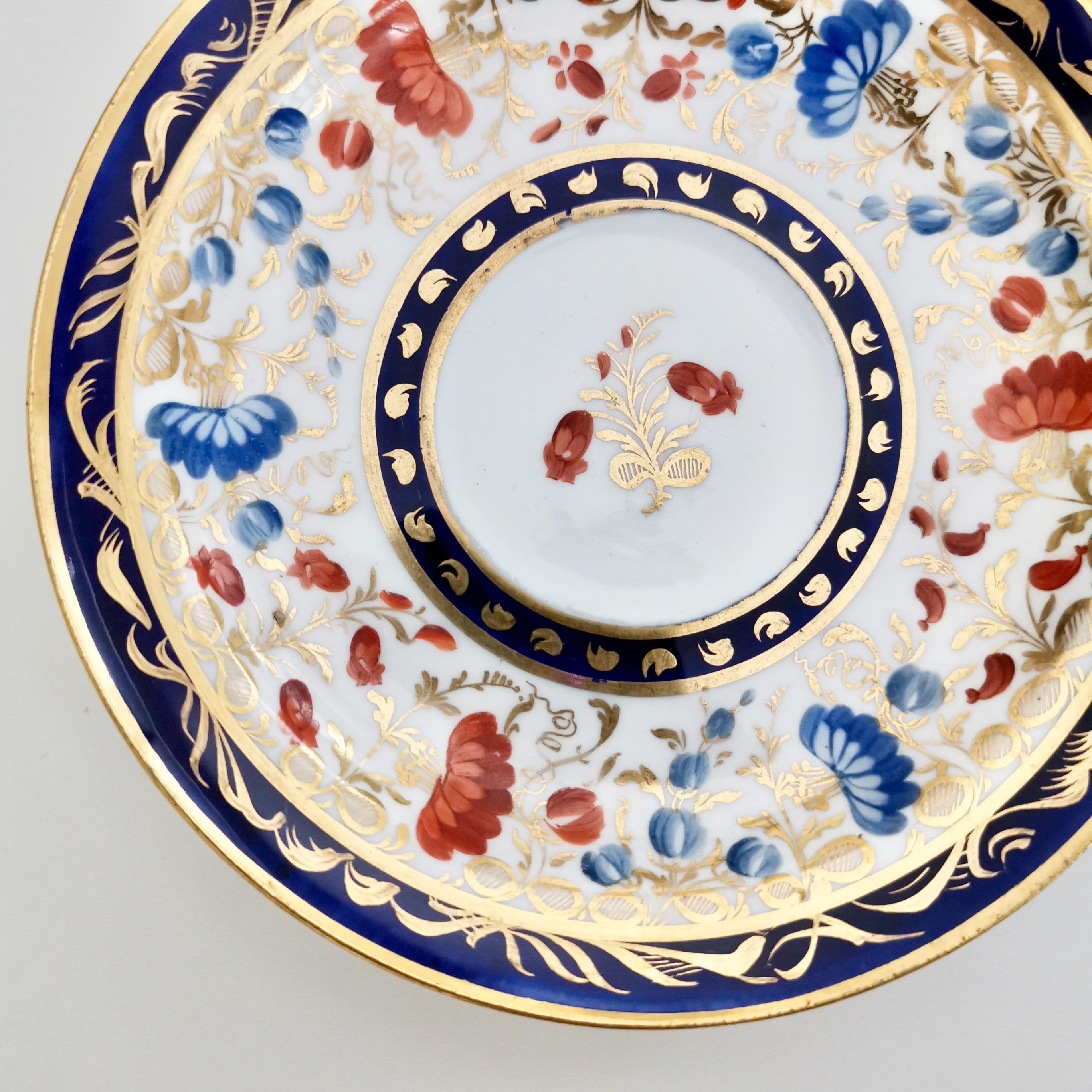 Coalport Porcelain Teacup Trio, White and Floral, Empire Shape, Regency ca 1815 11